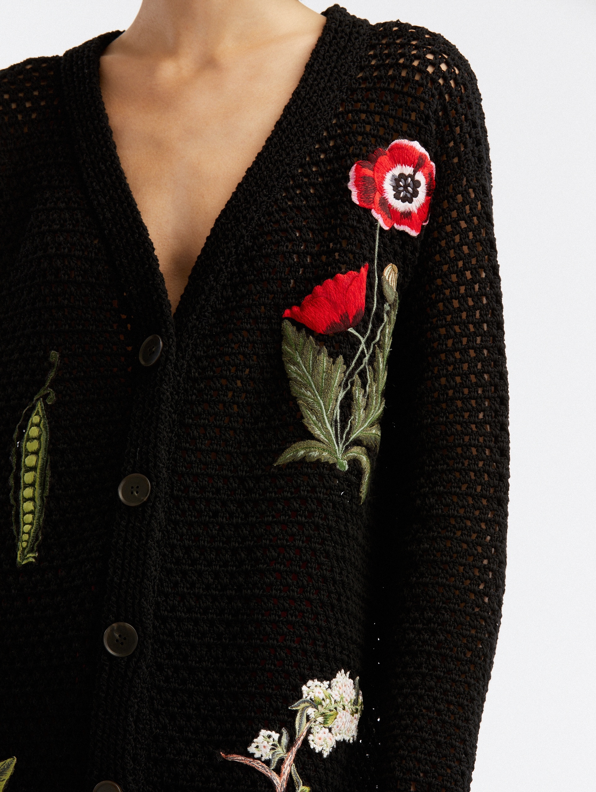 FLORAL EMBROIDERED CROCHET CARDIGAN - 4