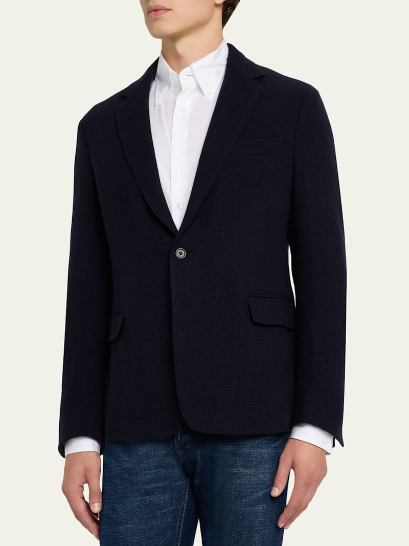 Men's Textured Wool Notch Lapel Sport Coat 4