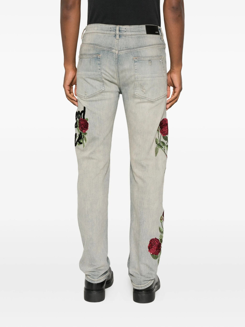 AMIRI Amiri Rose-embroidered Distressed Jeans outlook