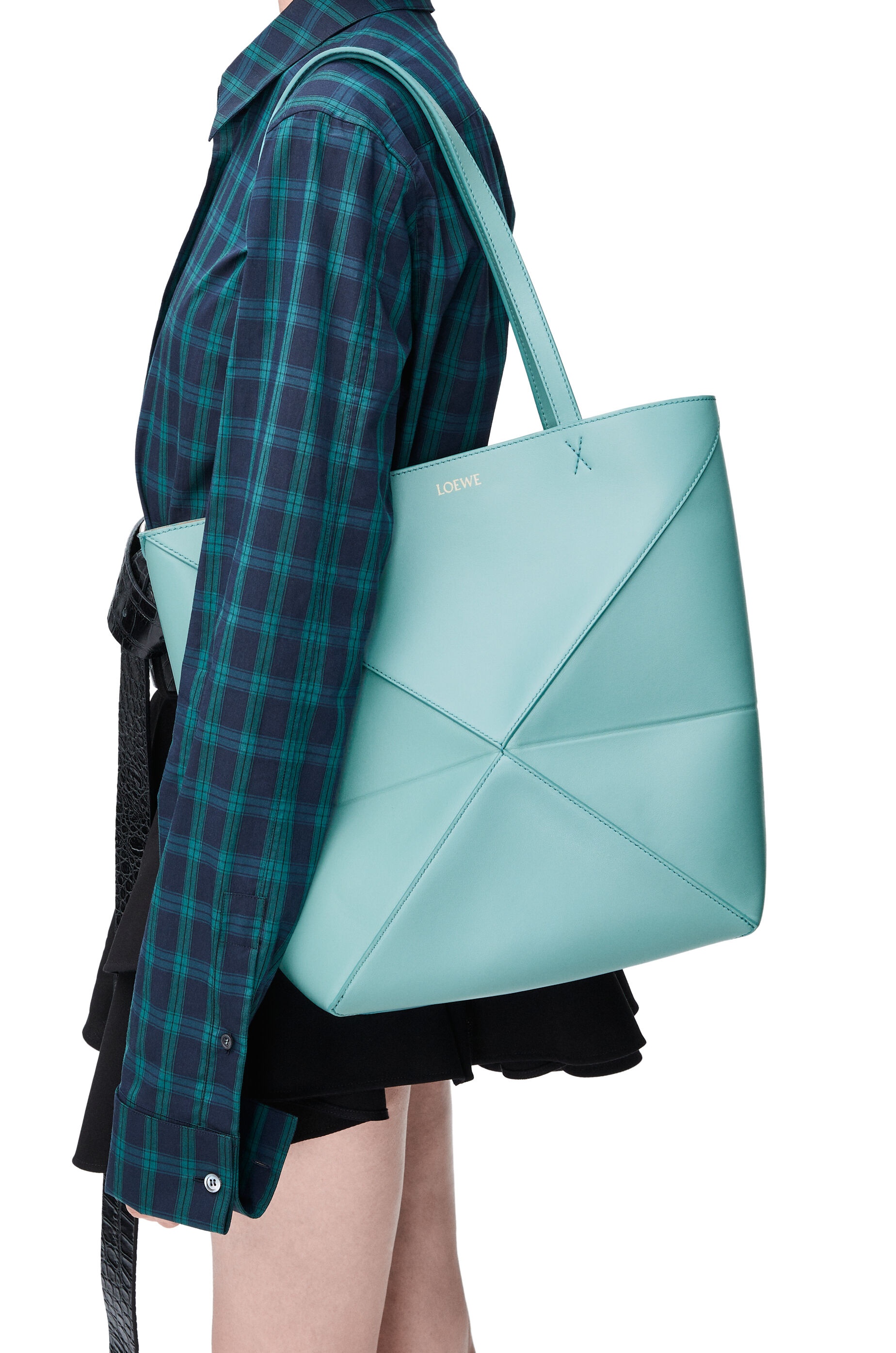 Medium Puzzle Fold tote in shiny calfskin - 2