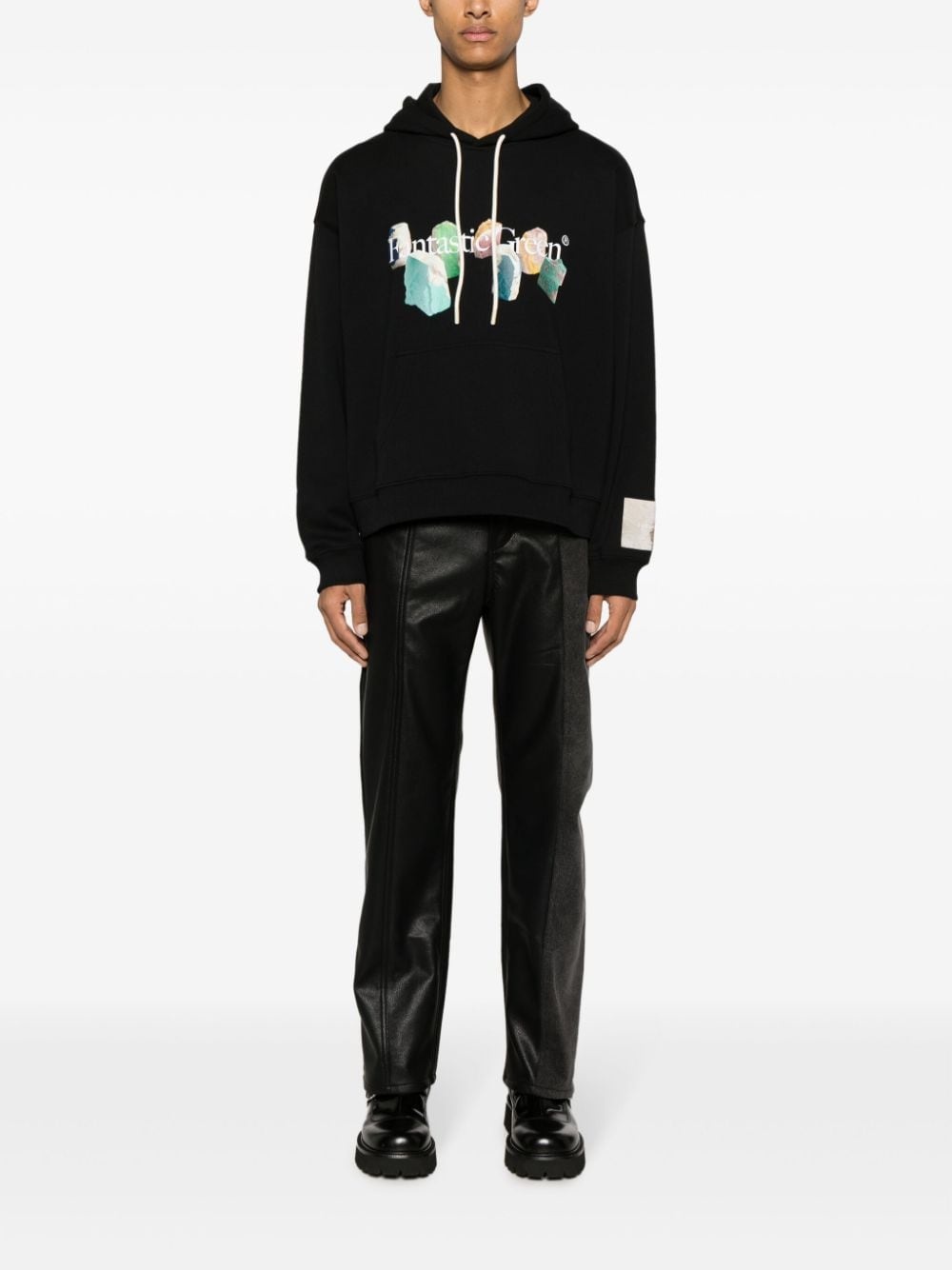 slogan-print organic-cotton hoodie - 3