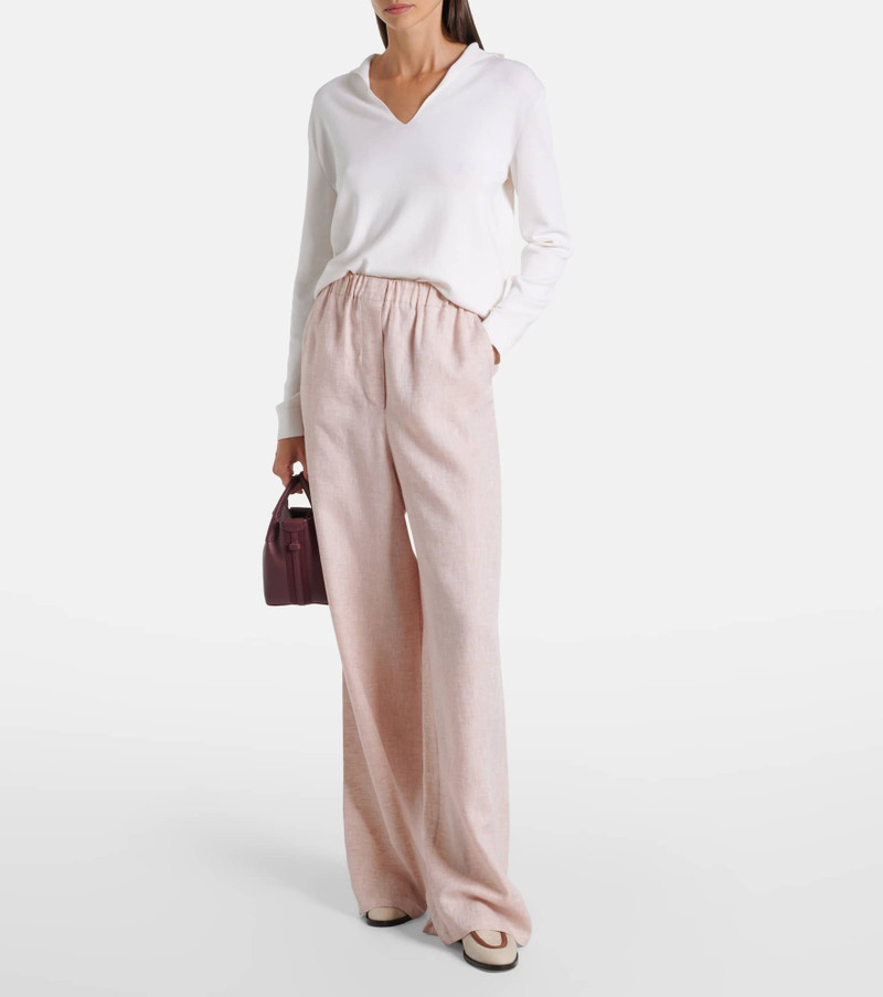 Loro Piana Valerio linen wide-leg pants outlook
