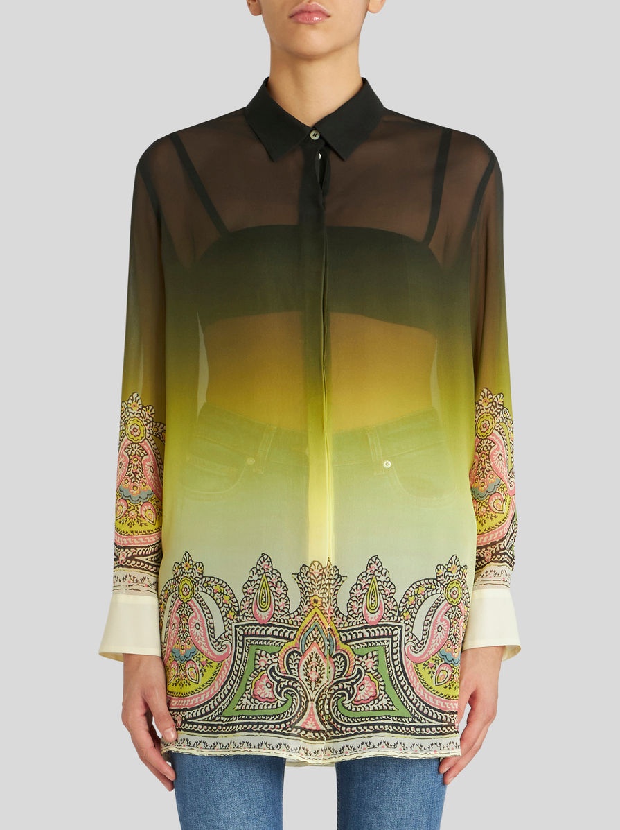 COLOUR SHADED SILK AND PAISLEY PRINT SHIRT - 2