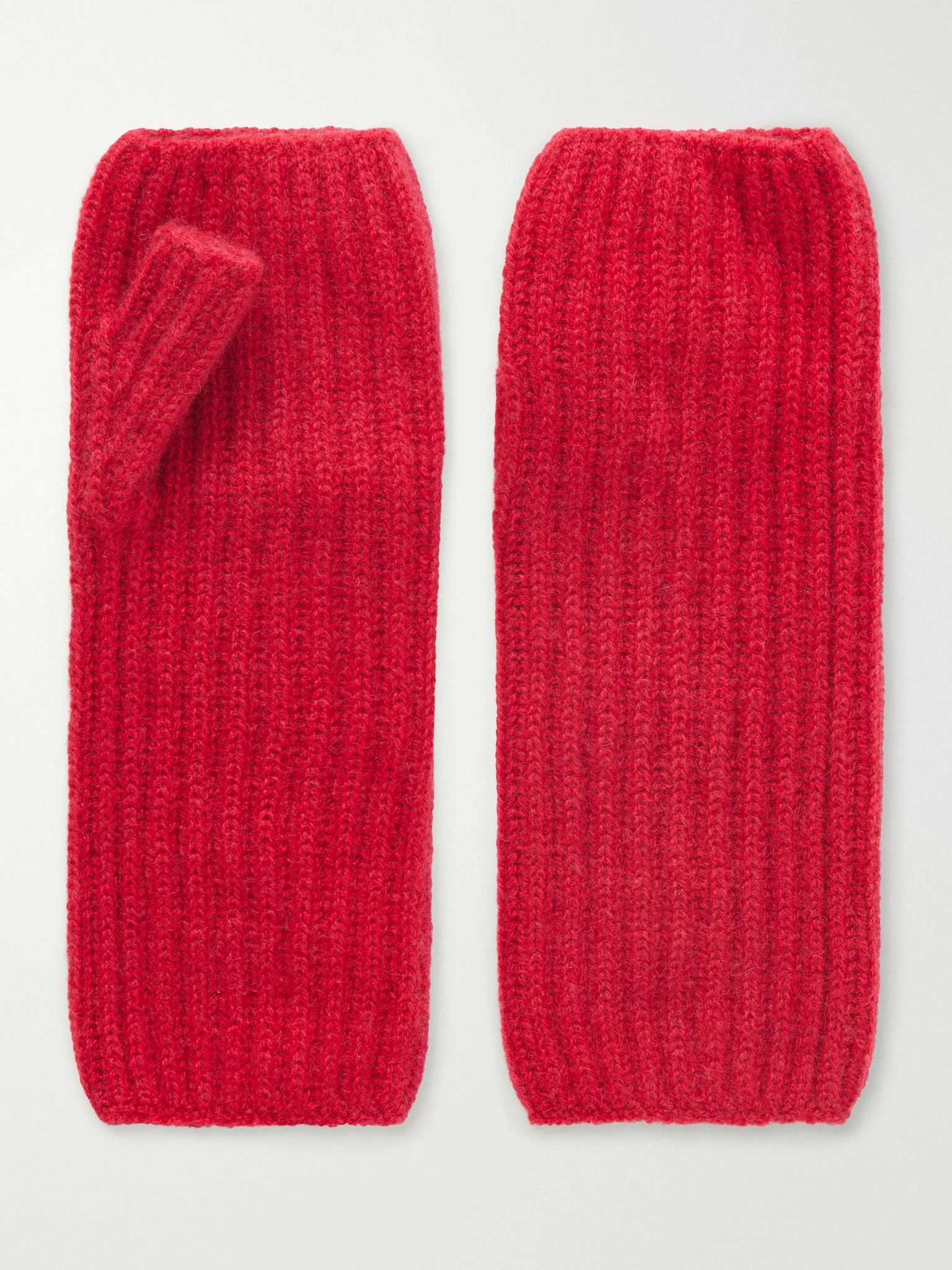 Della ribbed-knit cashmere gloves Claret - 1