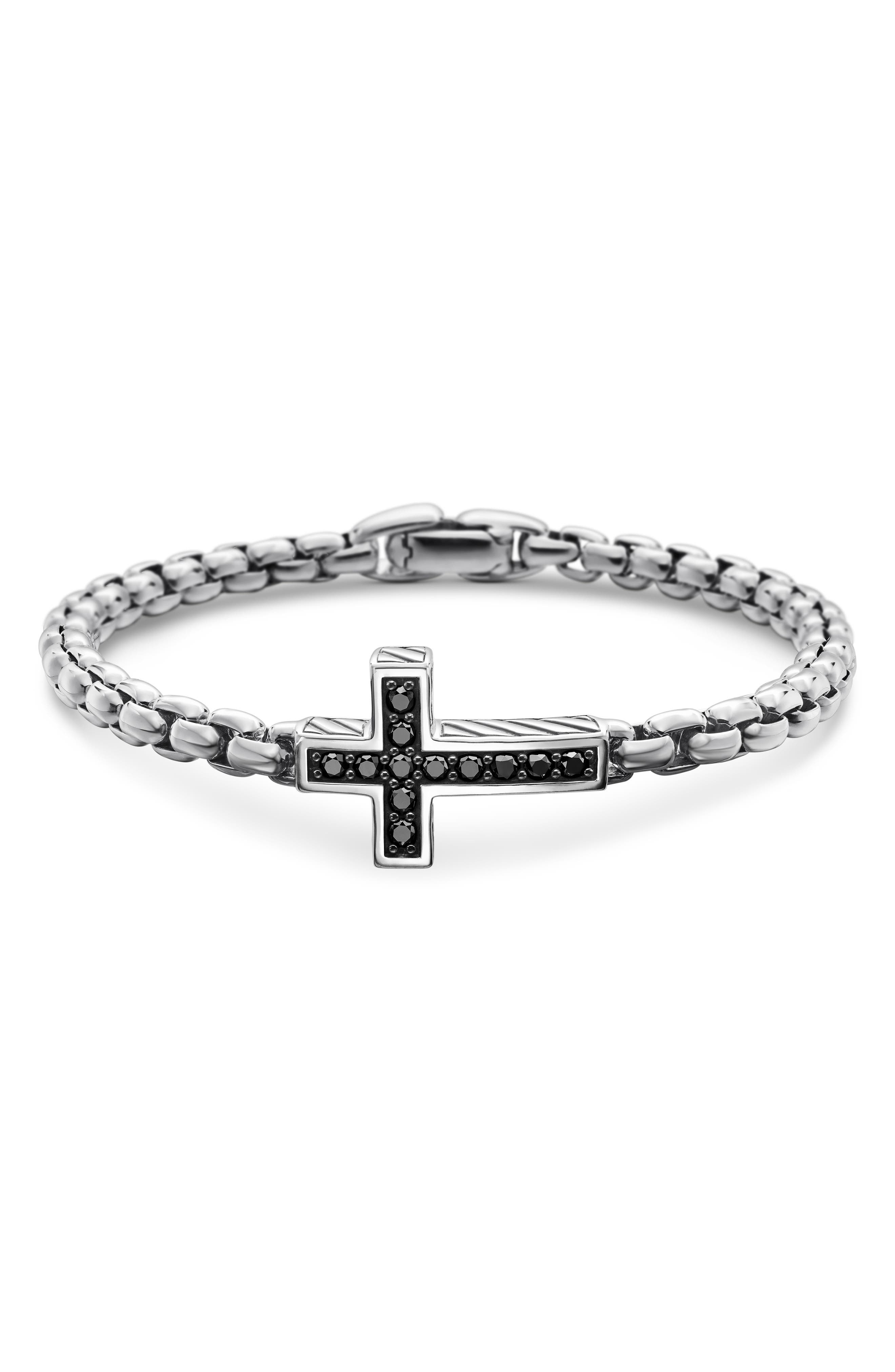 David Yurman Pavé Cross Bracelet in Sterling Silver with Diamonds, 5mm in Black Diamond at Nordstrom - 1