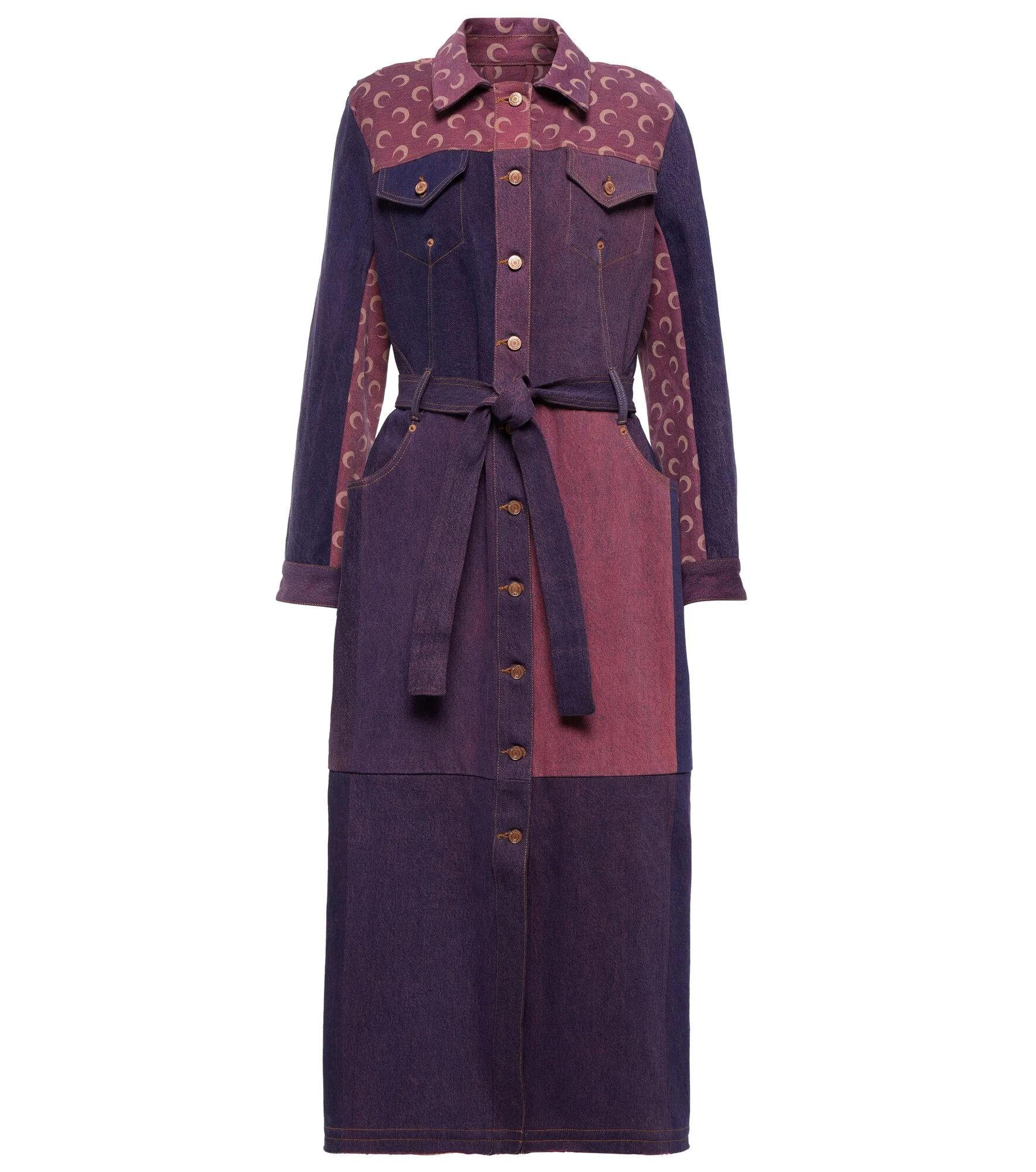 Colorblocked denim coat - 1
