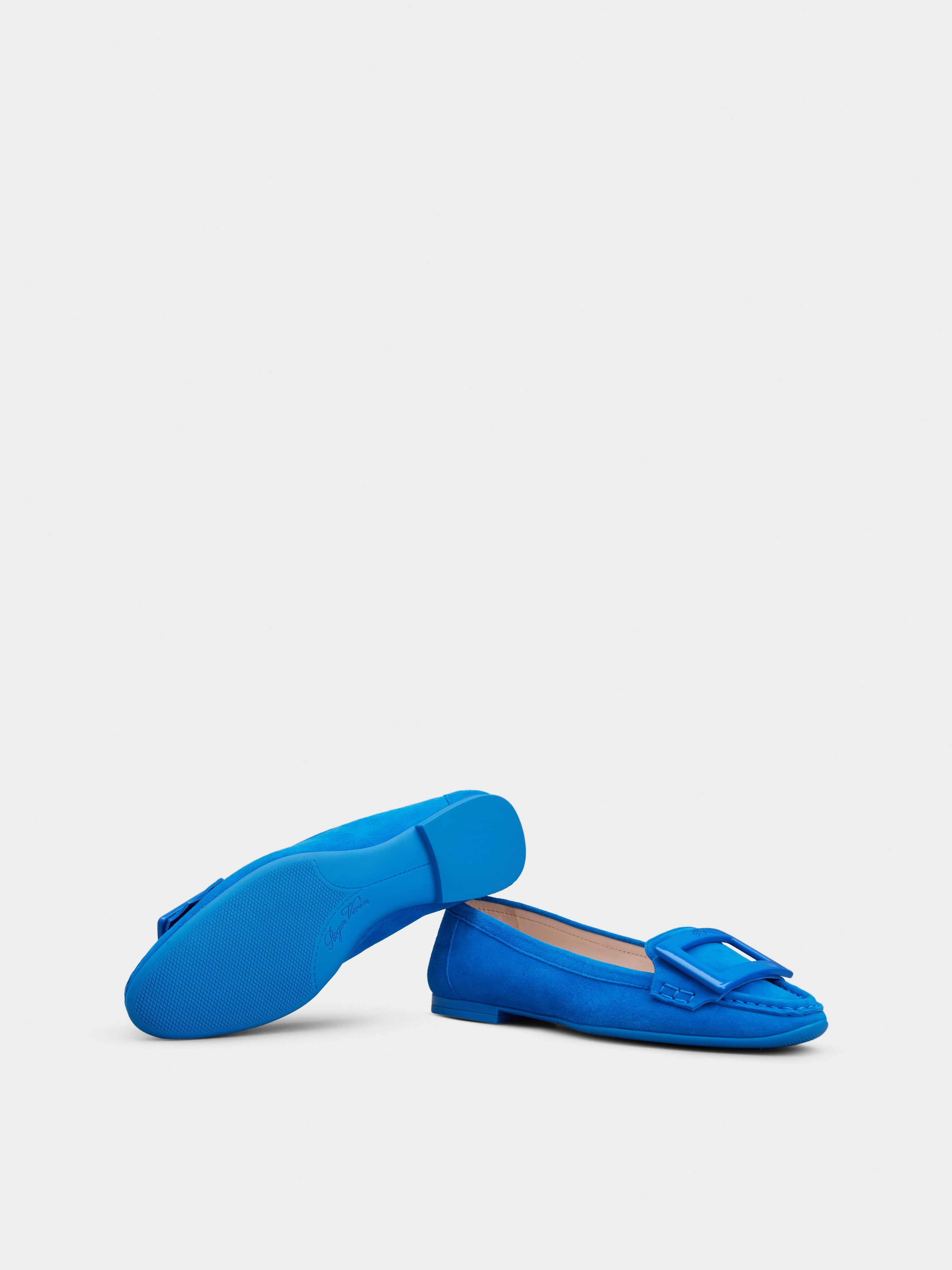 Lacquered Buckle Loafers  in Suede - 6