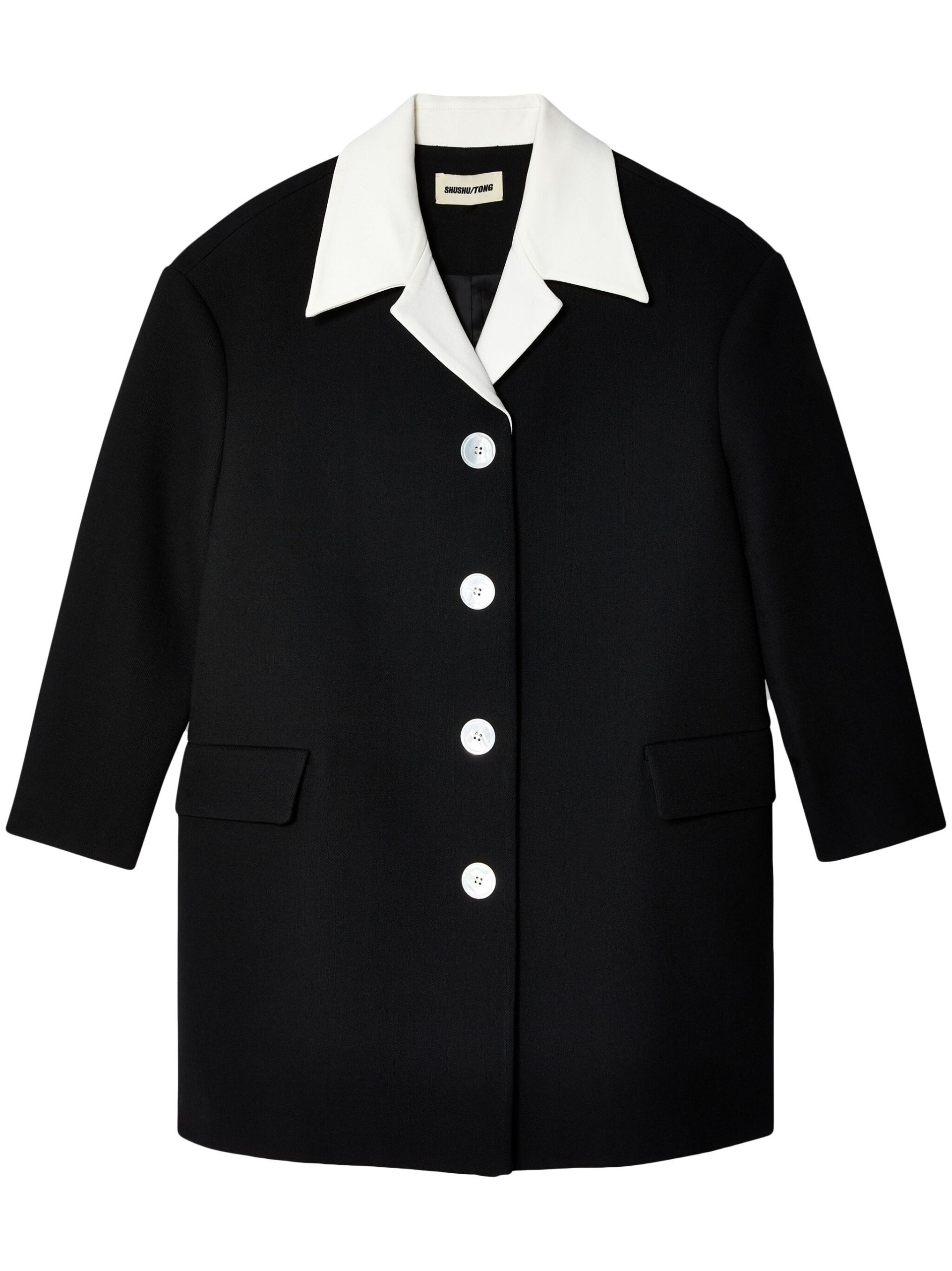 Black Single Breasted Coat - 1