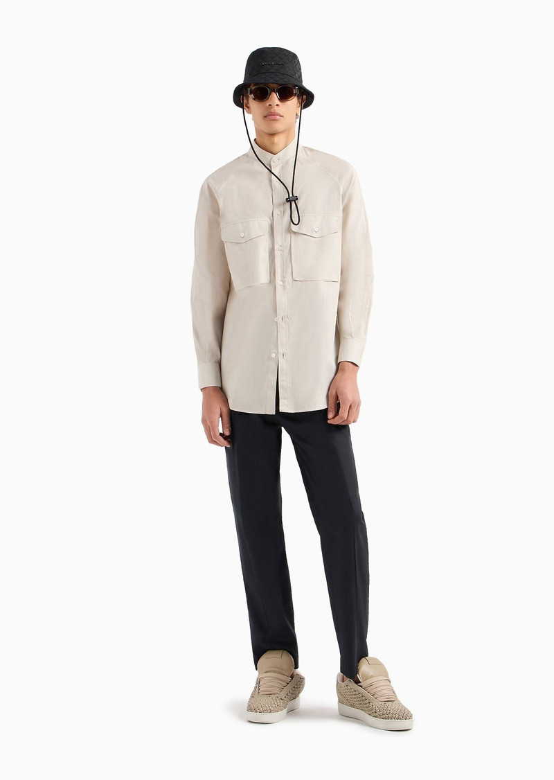 EMPORIO ARMANI Twill chinos with darts and a pleat outlook