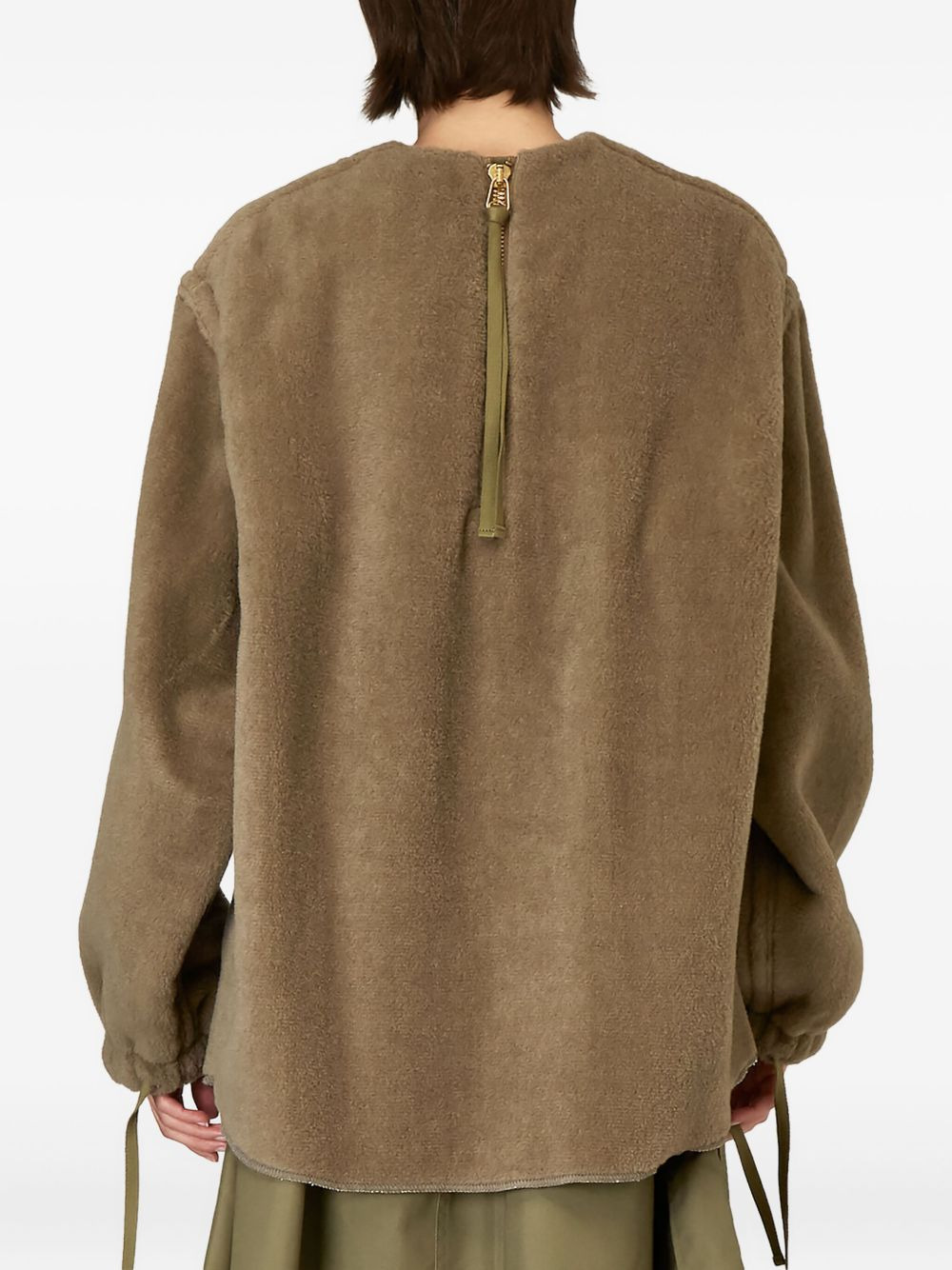 drawstring-cuff wool top - 4
