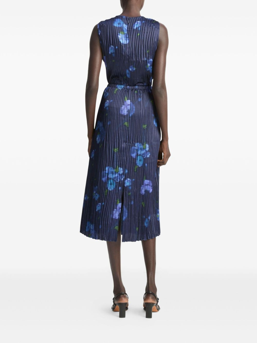 Poppy Blur pleated floral midi skirt - 3