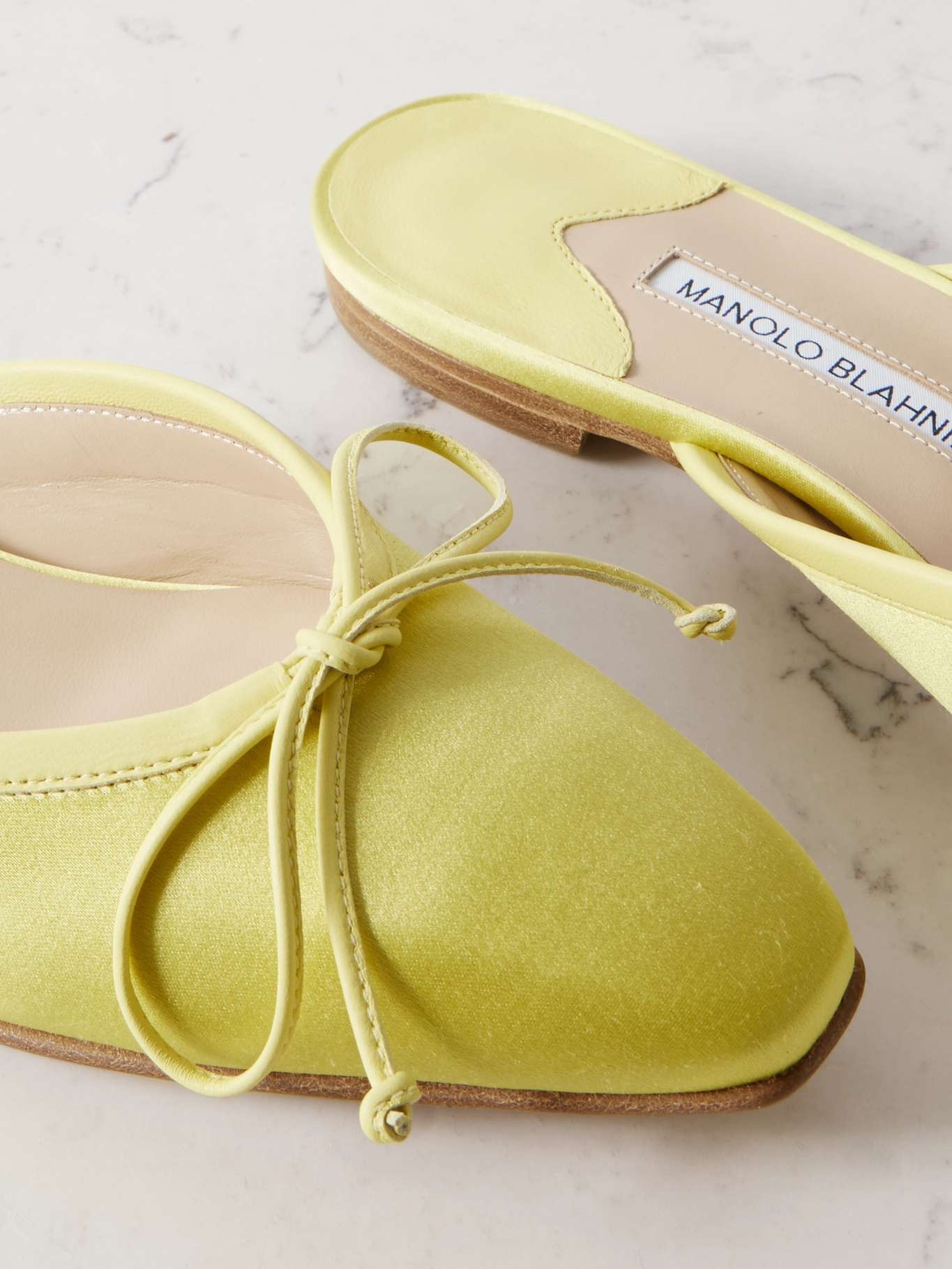 Ballerimu bow-detailed satin mules Lime green - 4
