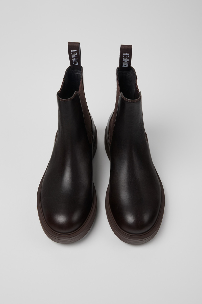 Brown leather ankle boots for men 4