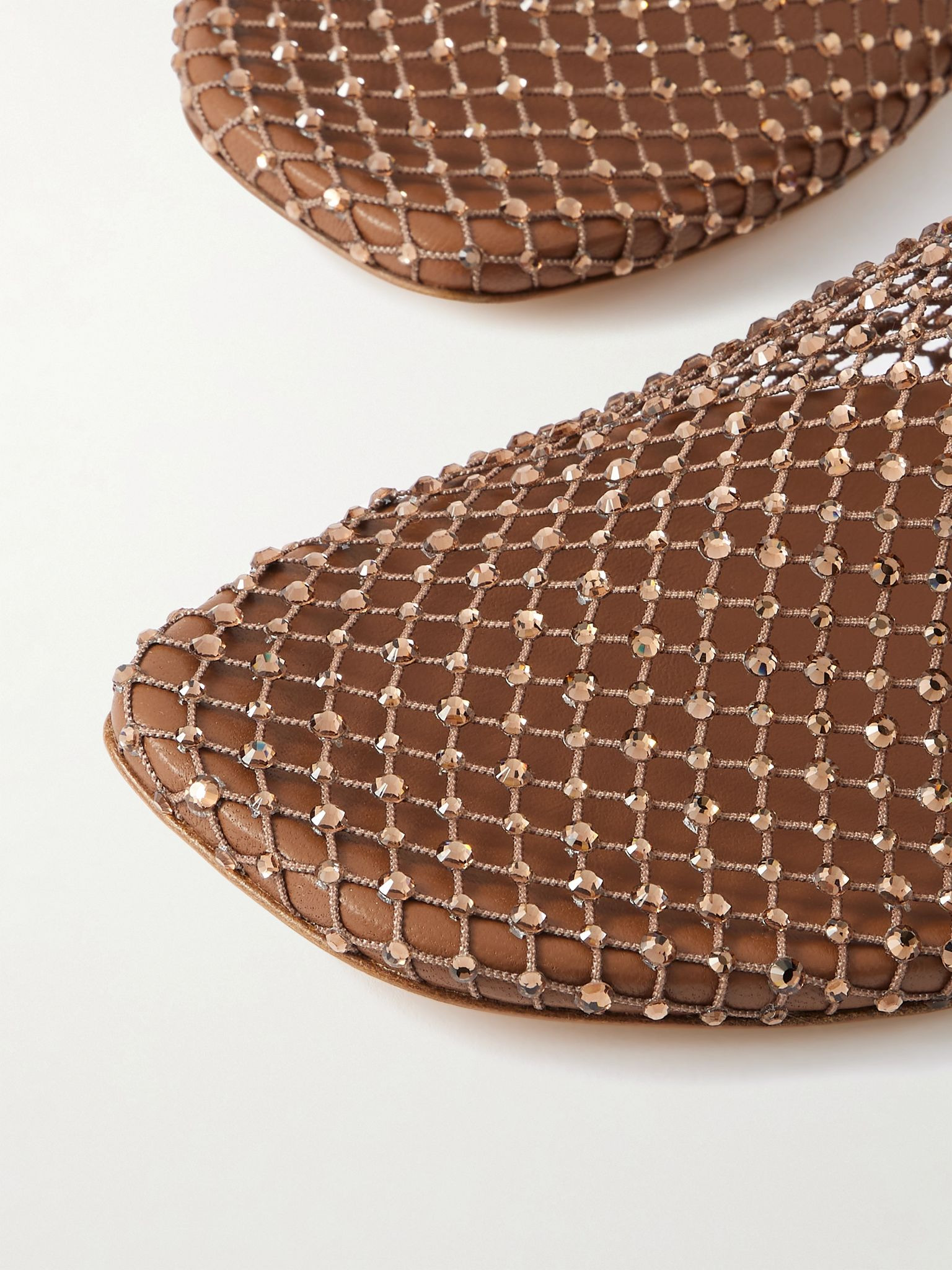 Minette crystal-embellished mesh ballet flats Bronze - 4