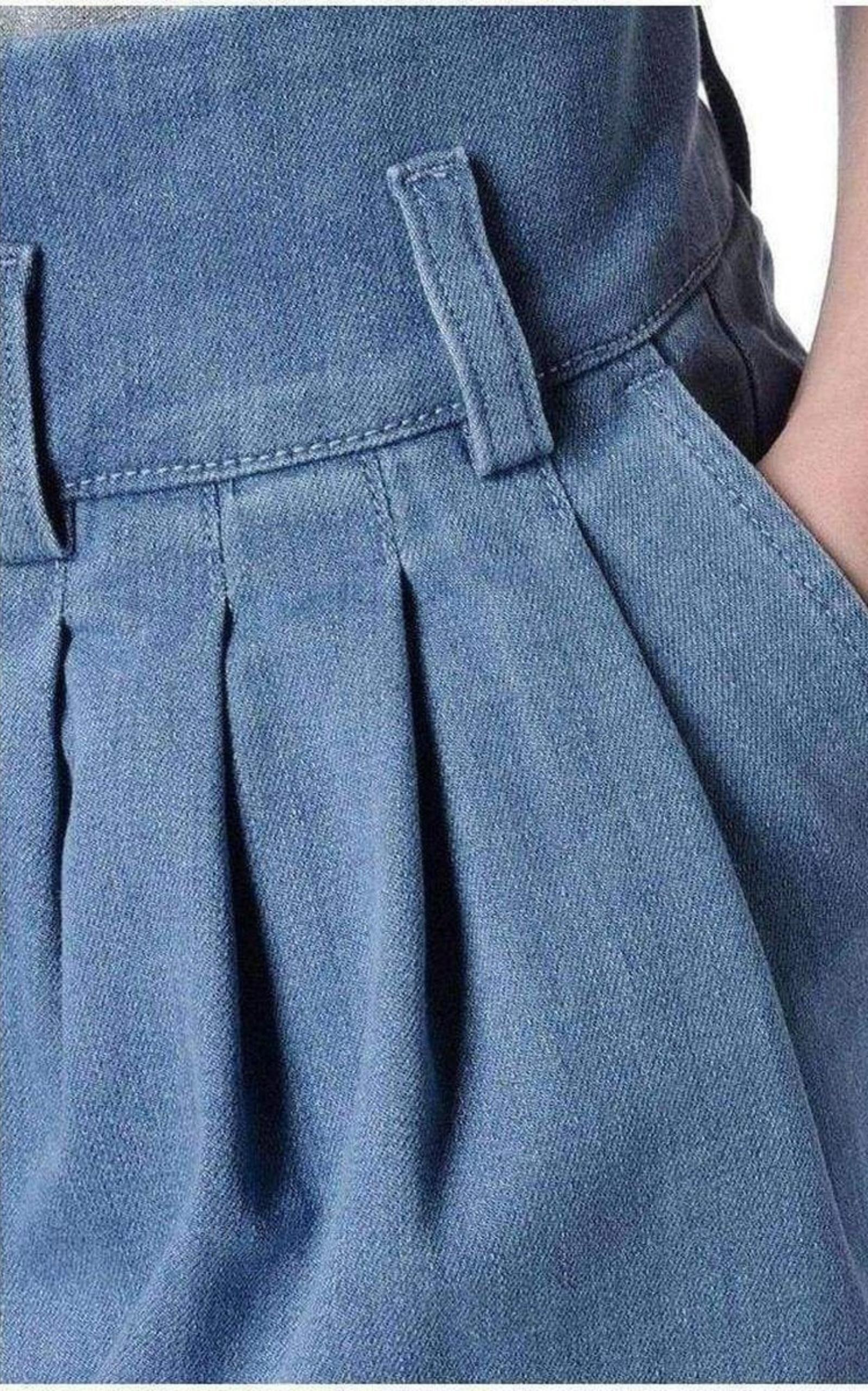 Blue Denim High Waist Pants - 6