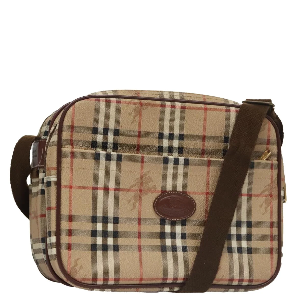 Burberry Nova Check Shoulder Bag Pvc Leather Beige - 1