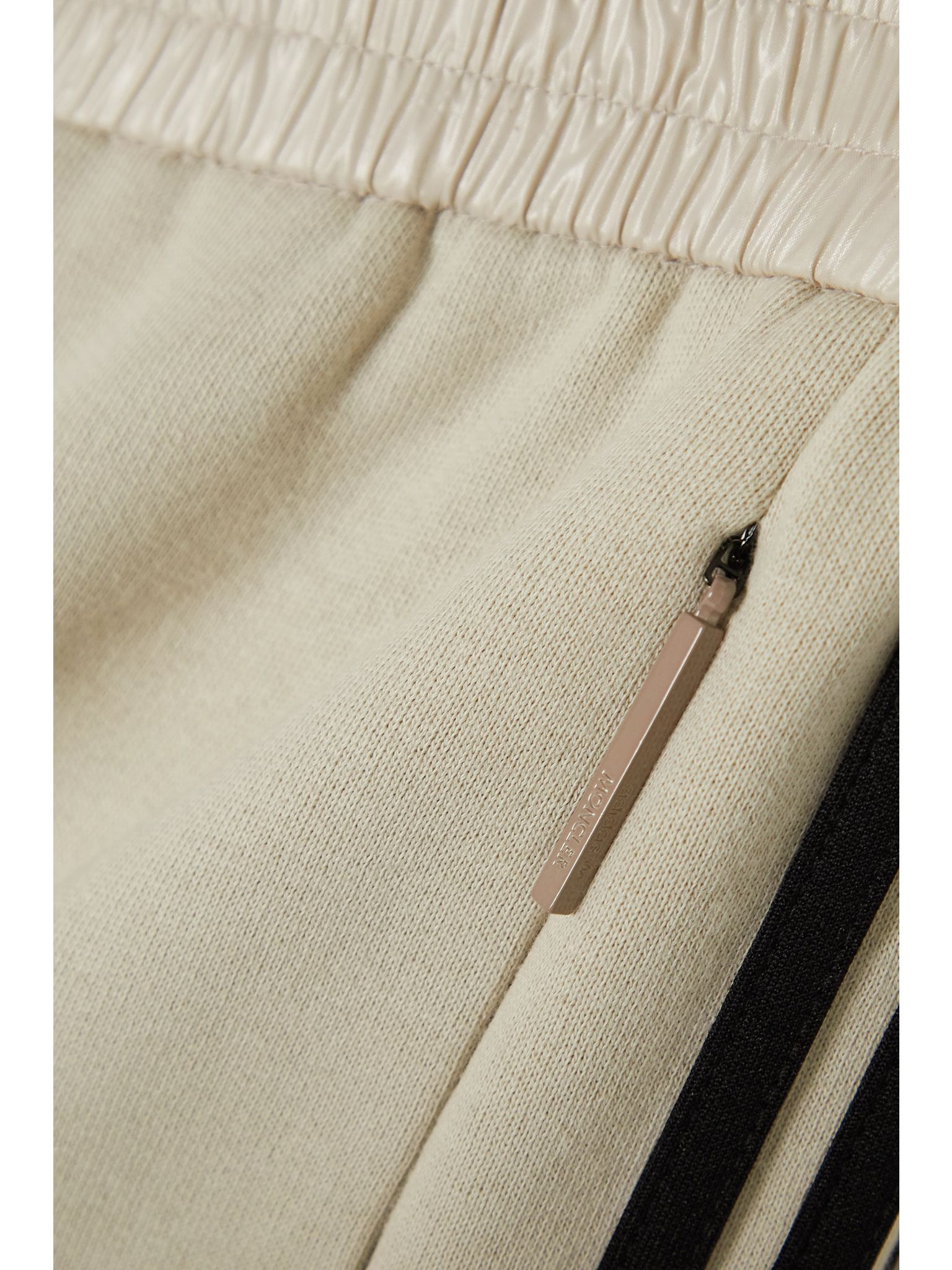 + adidas Originals shell-trimmed jersey wide-leg track pants Cream - 4