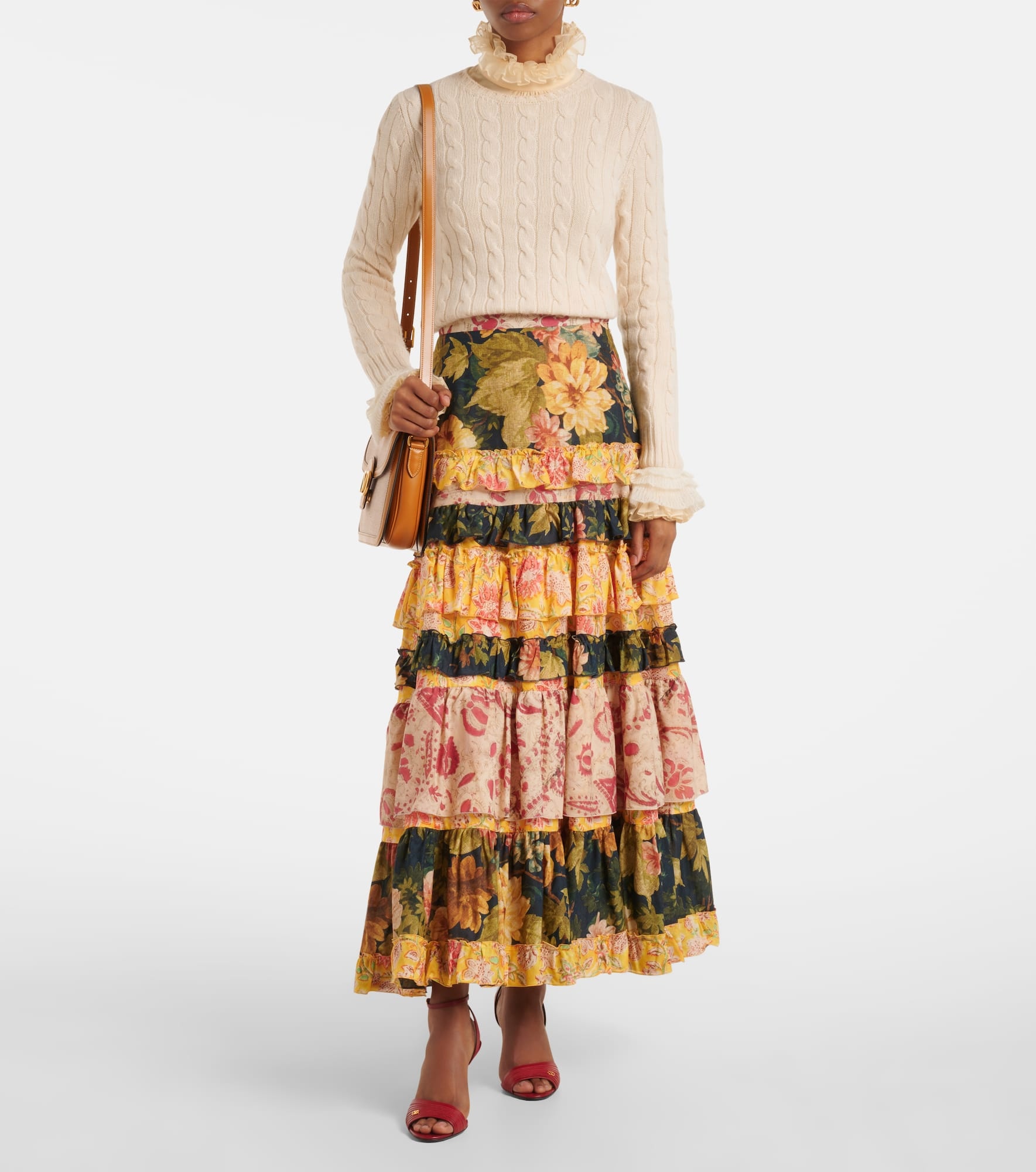Patchwork cotton muslin maxi skirt - 2