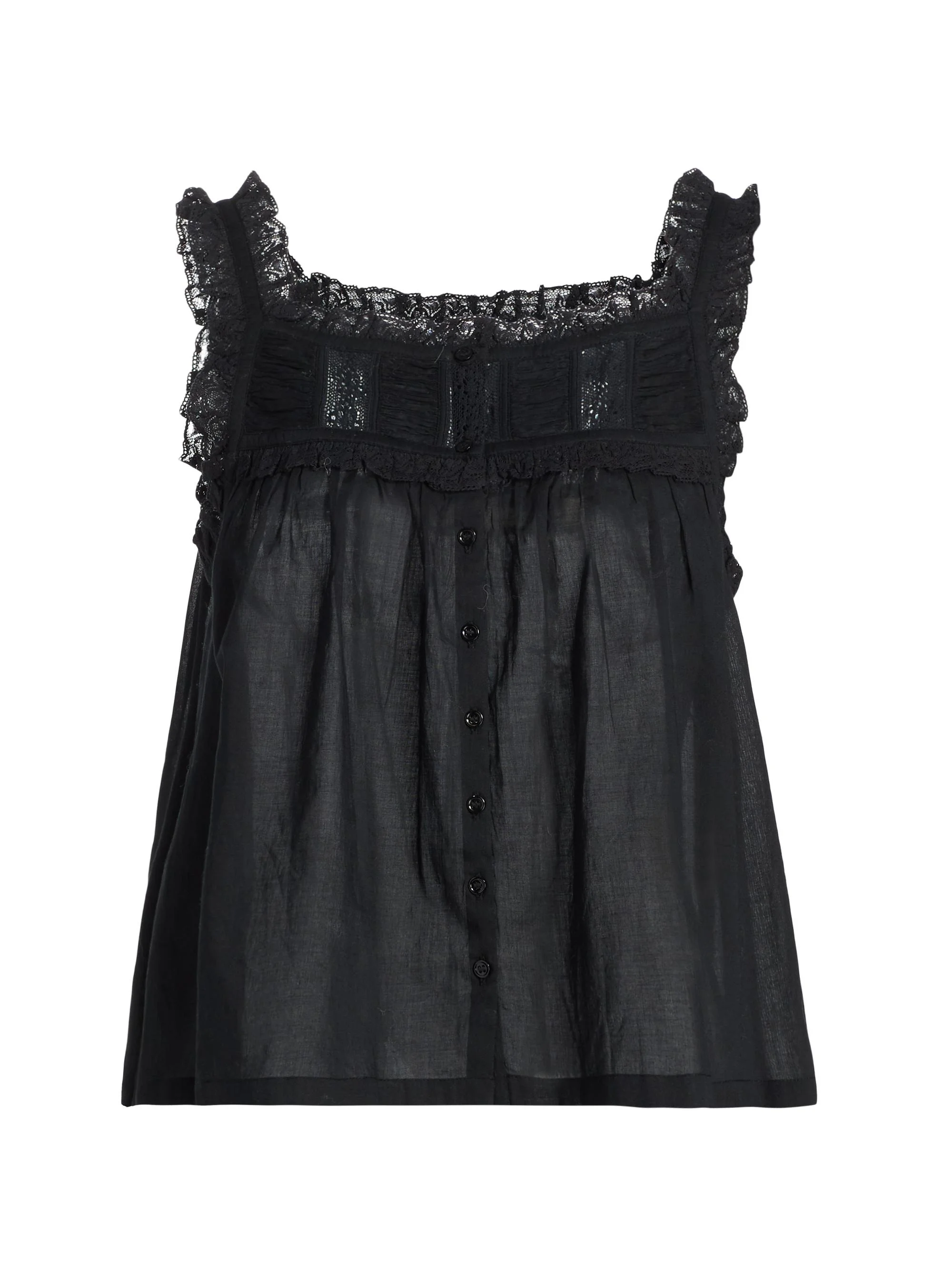 Women's Fidella Lace Cotton Top - Black - 1
