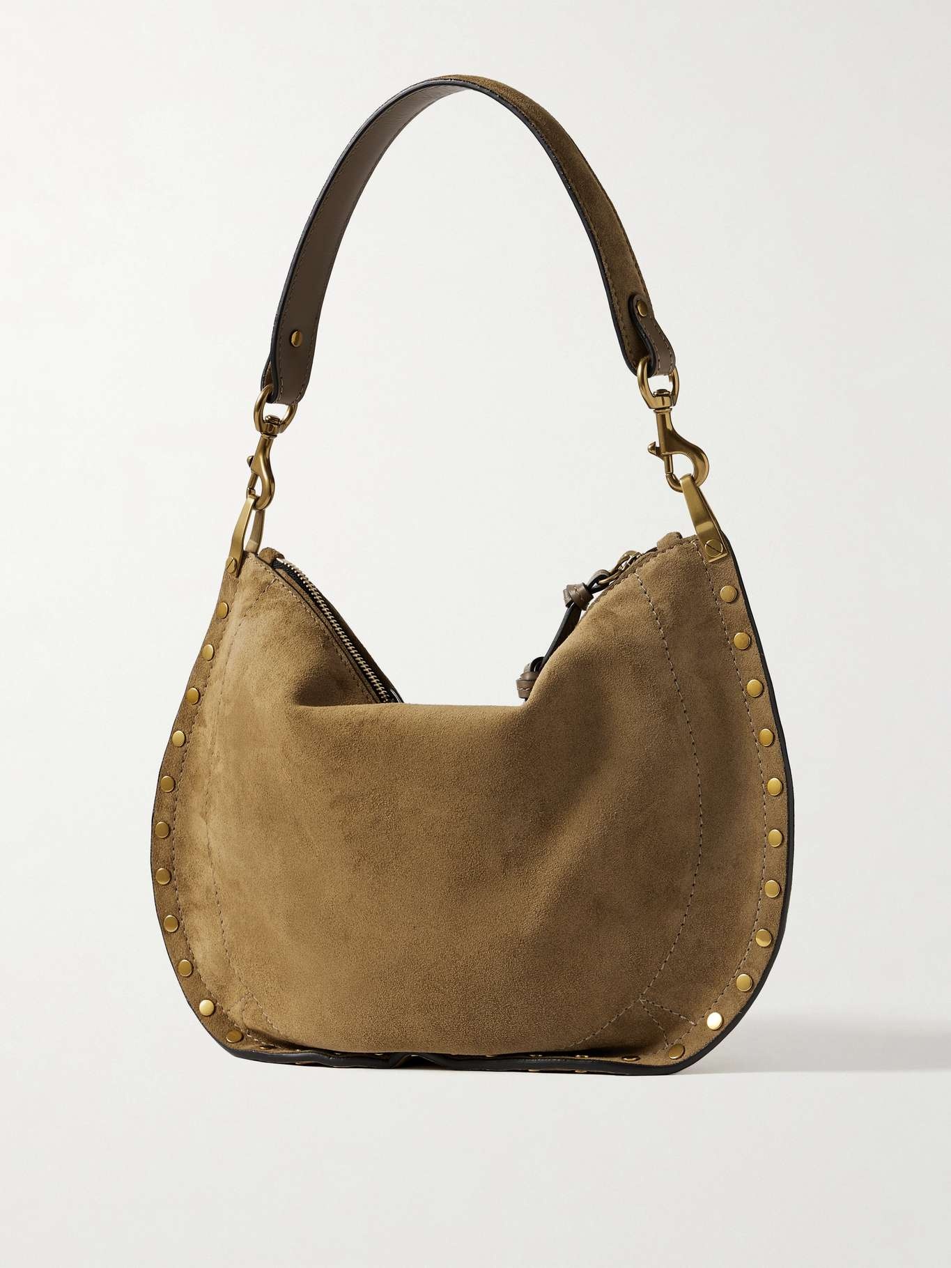 Oskan Soft Zipped suede shoulder bag Taupe - 3