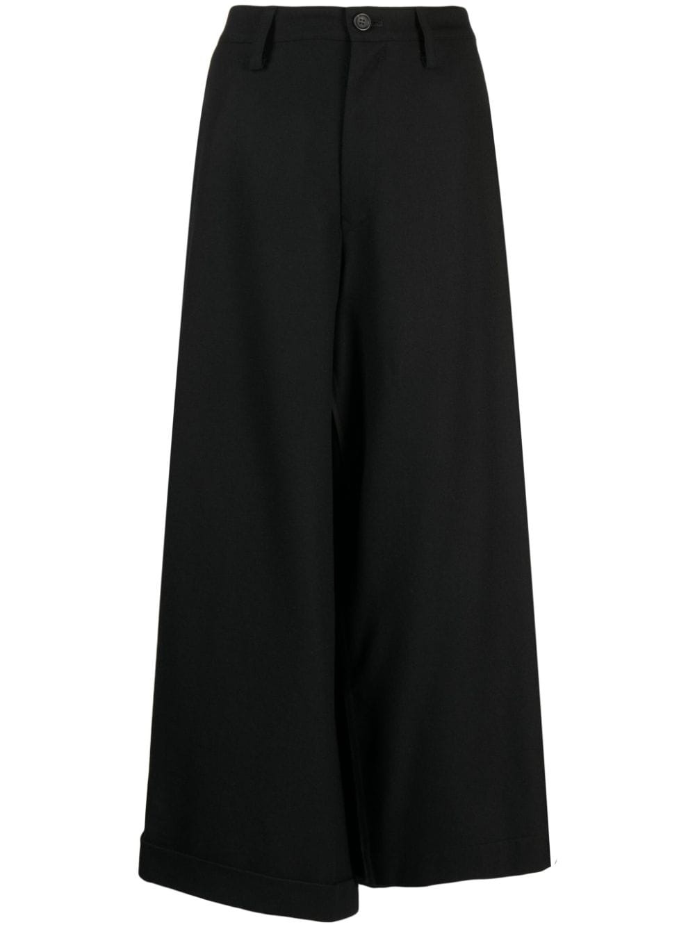 wide-leg cropped wool trousers - 1