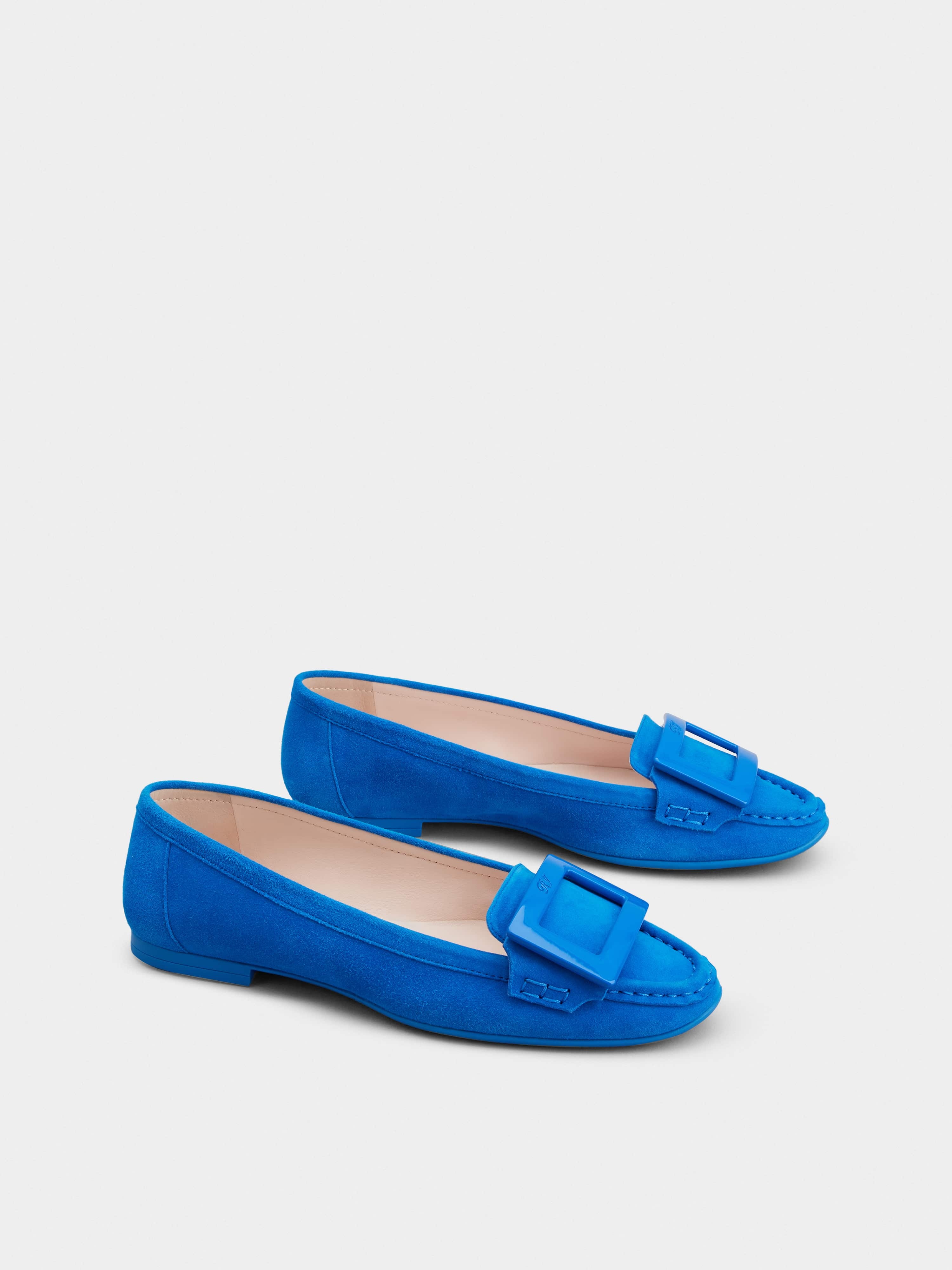 Lacquered Buckle Loafers  in Suede - 2