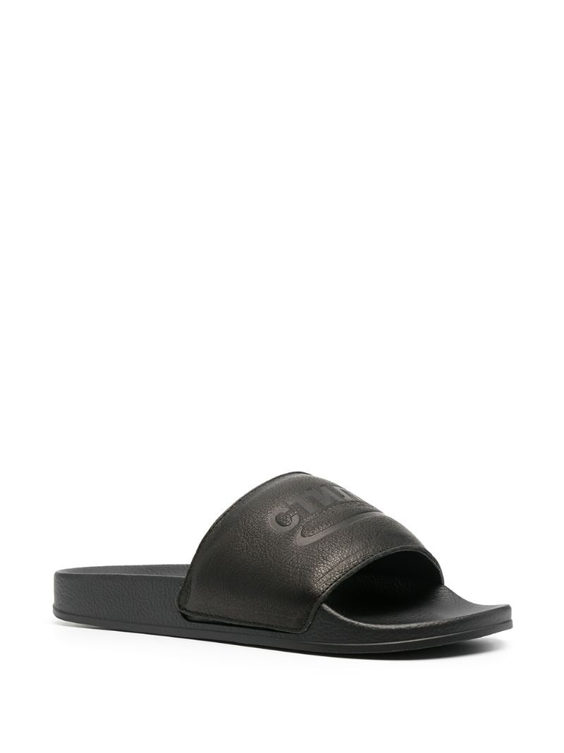 logo-debossed open-toe slides - 4