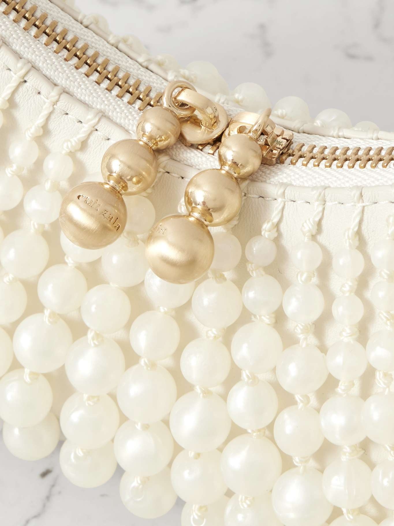 Mercier beaded leather clutch Ivory - 4