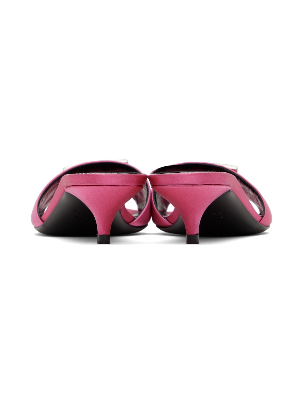 Pink Kitten Heeled Mules - 2