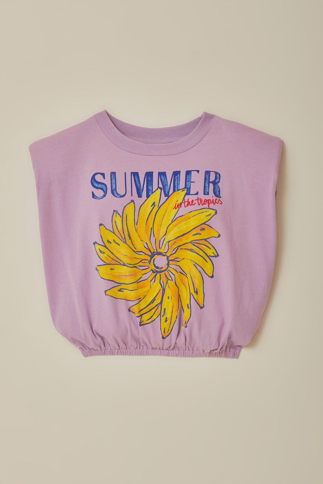 Lilac Summer In The Tropics Shoulder Pad Organic Cotton T-Shirt - 5