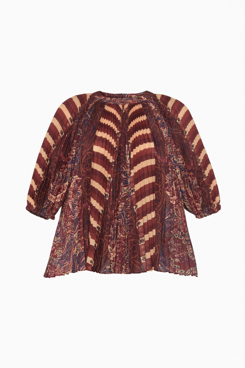 Dafne Pleated Short Sleeve Blouse 1
