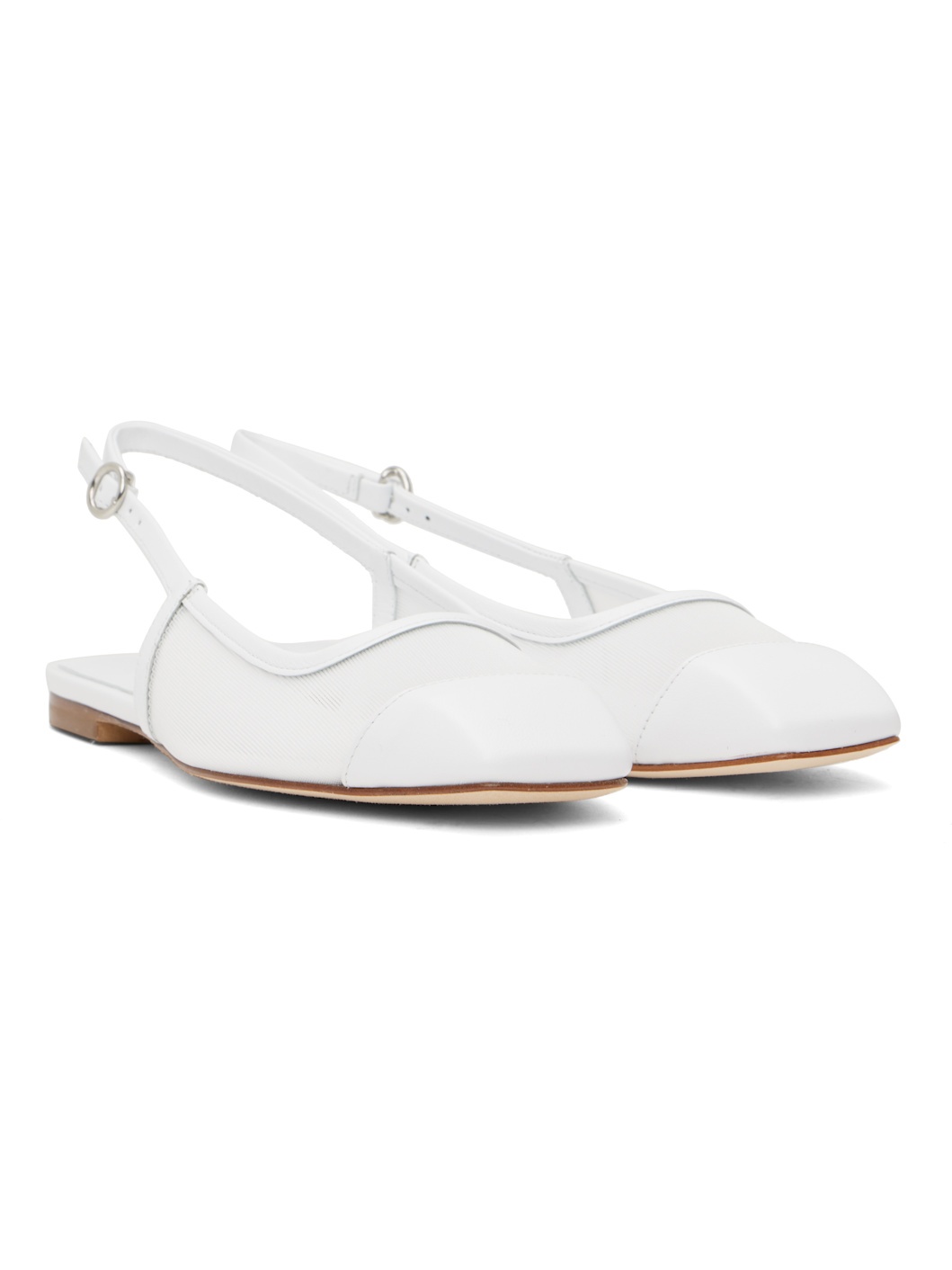 White Geraldine Mesh Toe-Cap Ballerina Flats - 4
