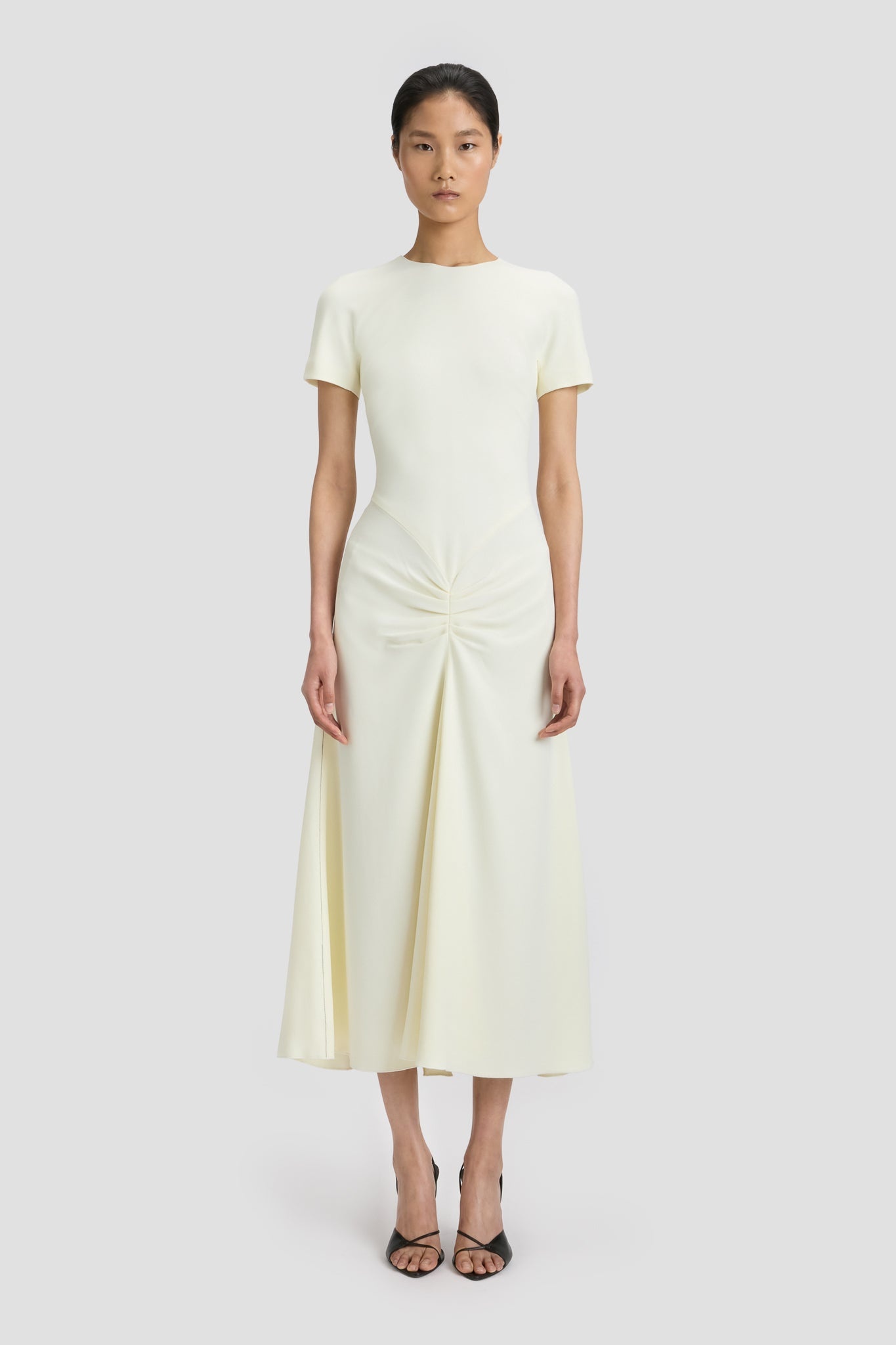 Gathered Detail T-Shirt Midi Dress In Ivory - 2