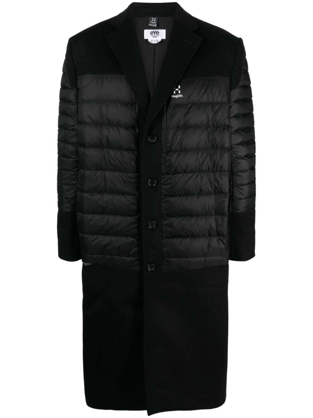 logo-print single-breasted padded coat - 1