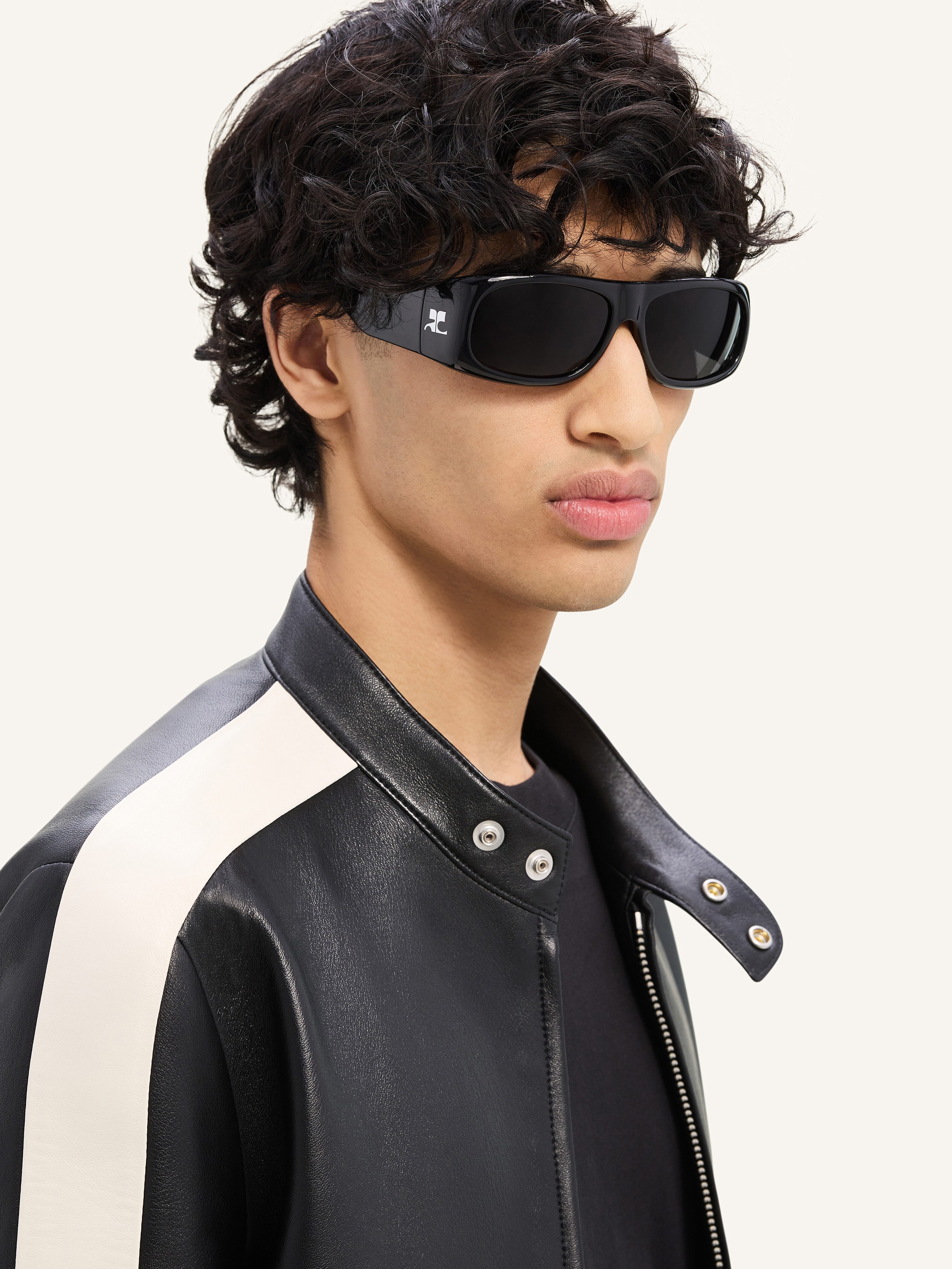 CONTRAST BIKER LEATHER JACKET - 6