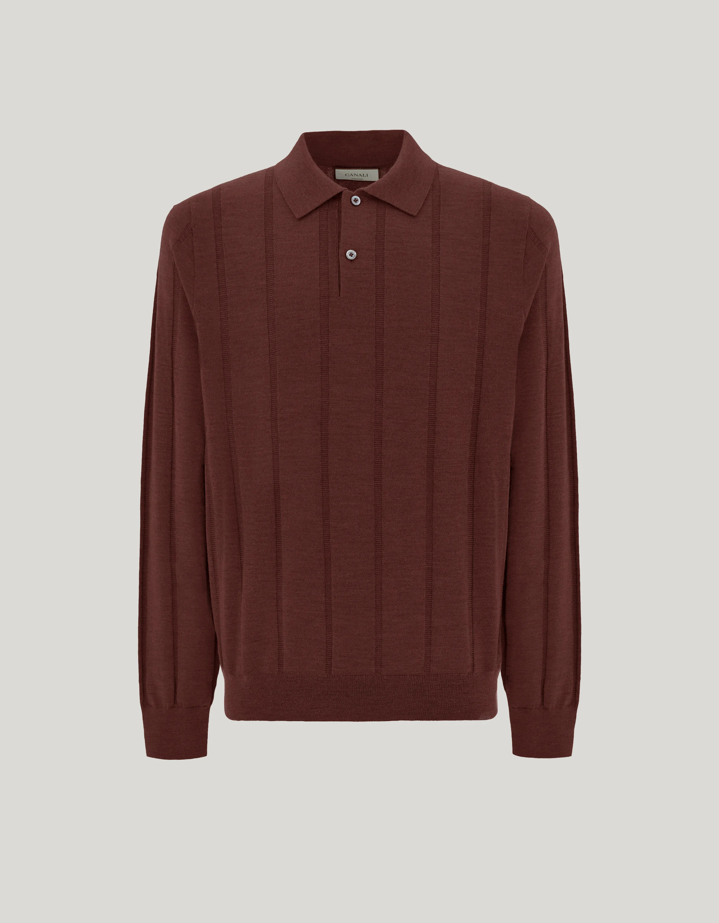 BURGUNDY EXTRA-FINE MERINO WOOL REGULAR-FIT POLO SHIRT - 1