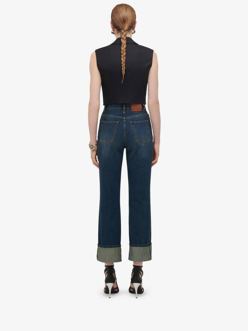 Women's Pinstripe Waistcoat in Navy 6