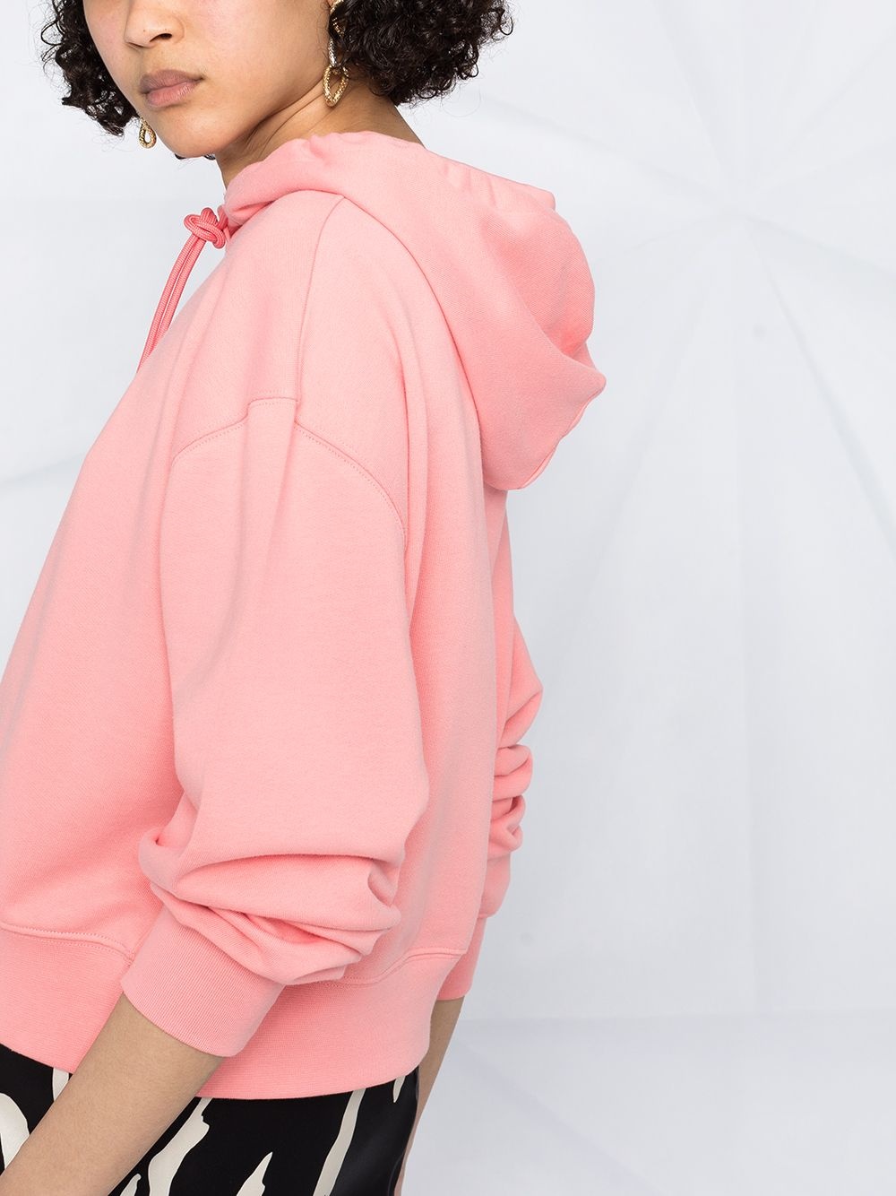logo print cotton hoodie - 3