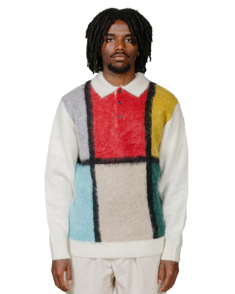 BEAMS PLUS Knit Polo Shaggy White outlook