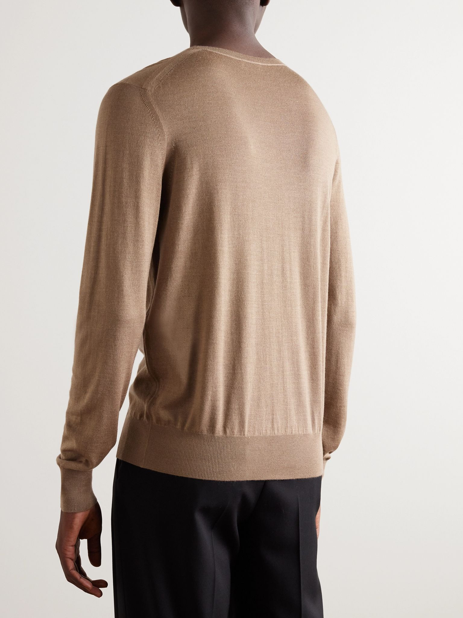 Slim-Fit Wool, Cashmere and Silk-Blend Sweater Light brown - 4