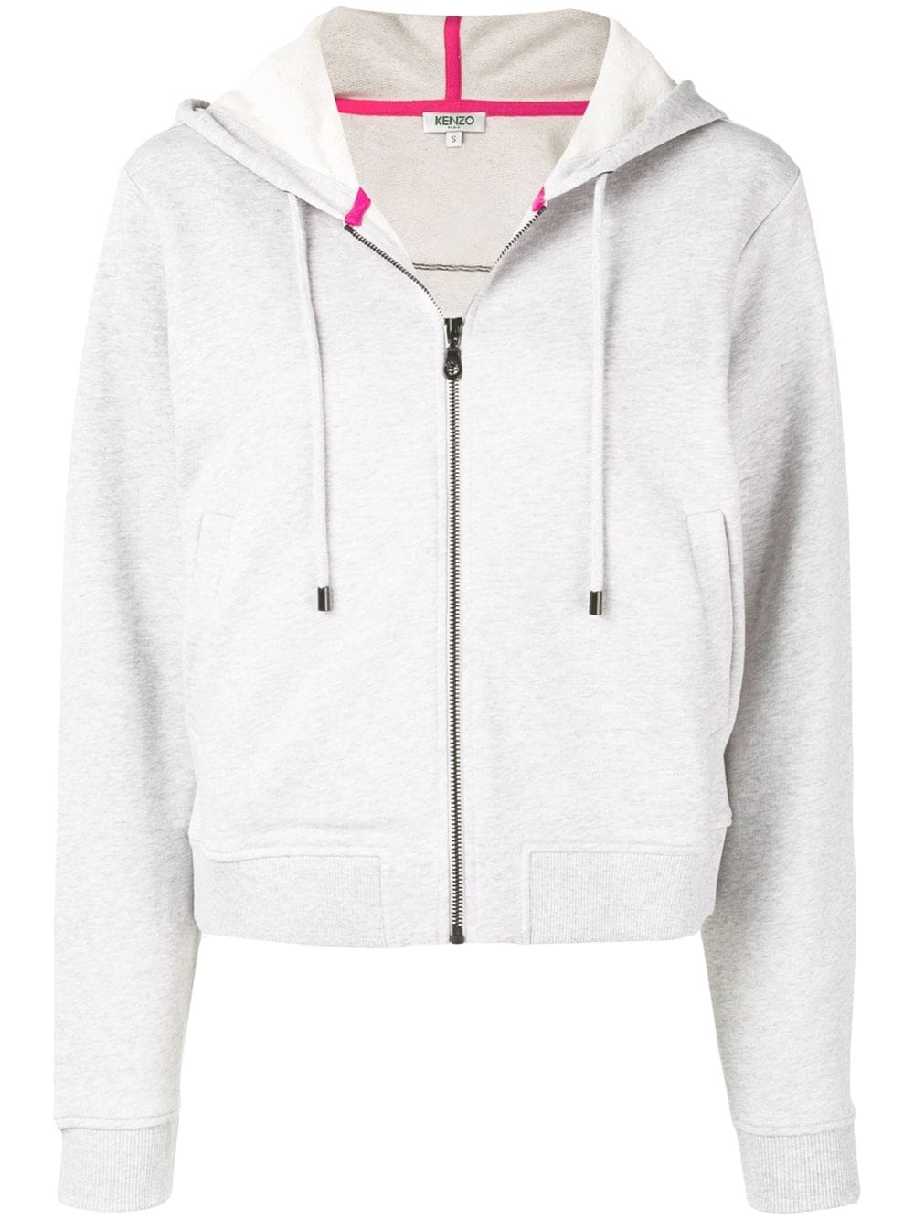 tiger embroidered zip front hoodie - 1