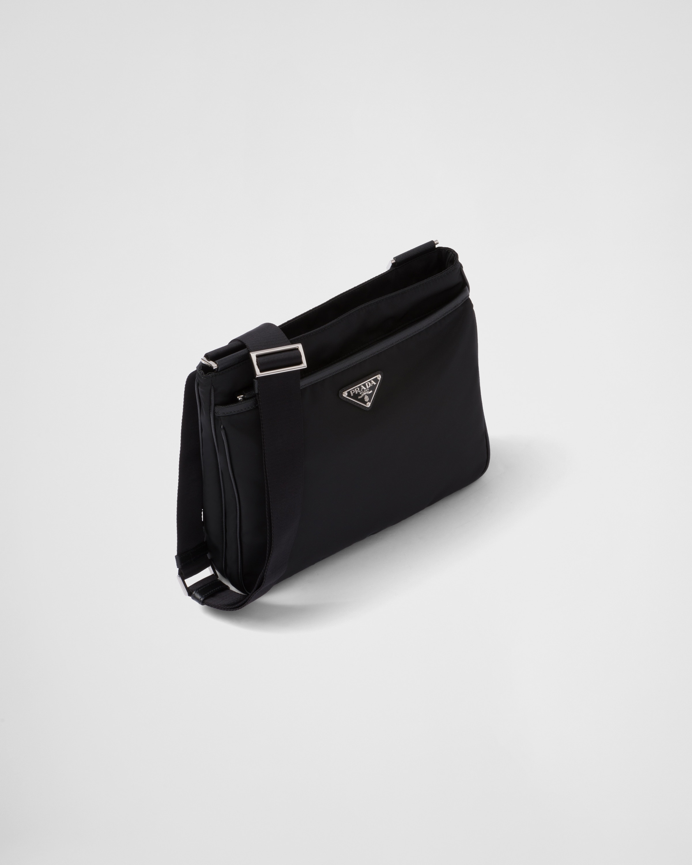 Black Re-nylon And Saffiano Shoulder Bag