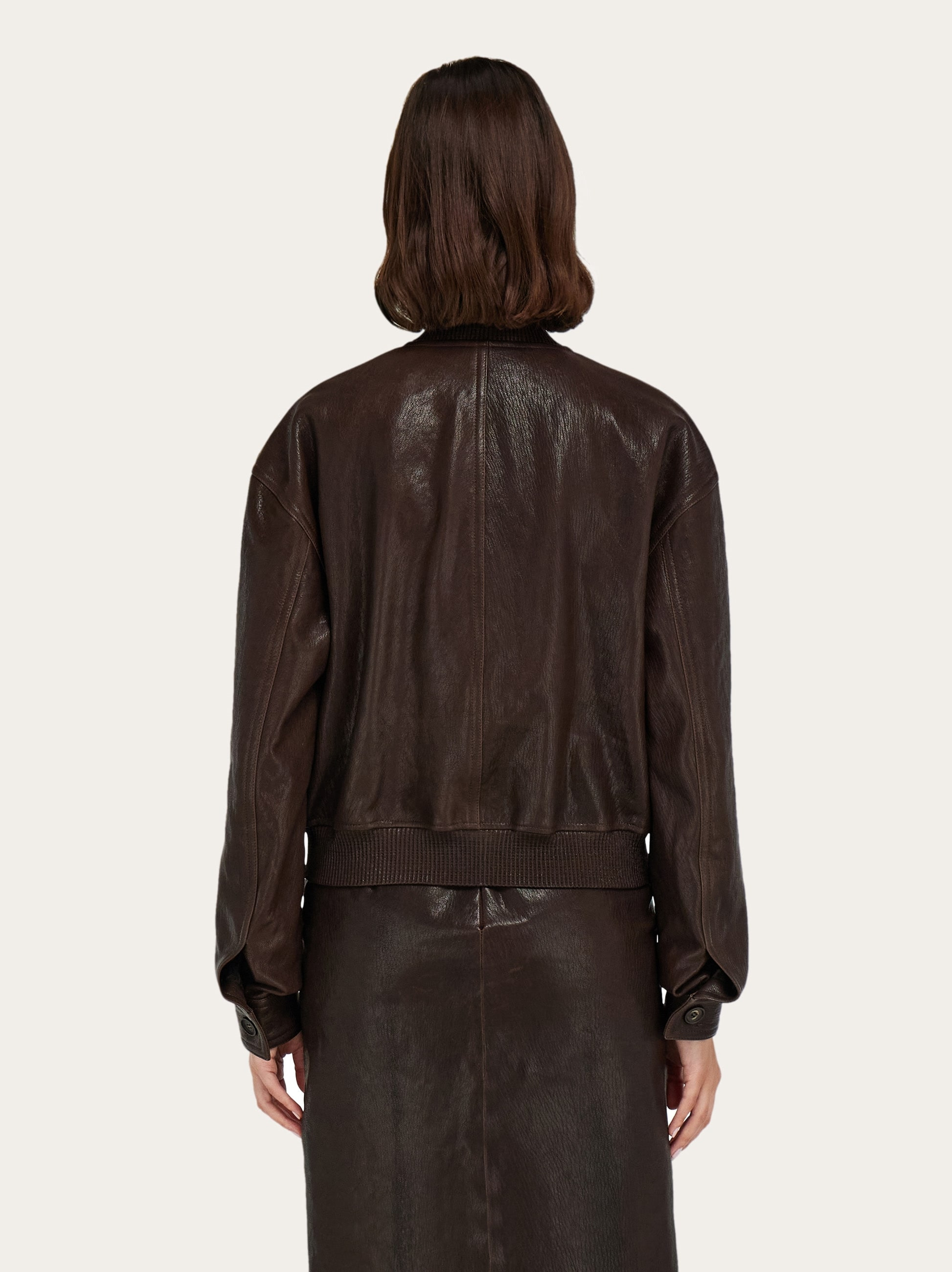 Leather bomber jacket - 4