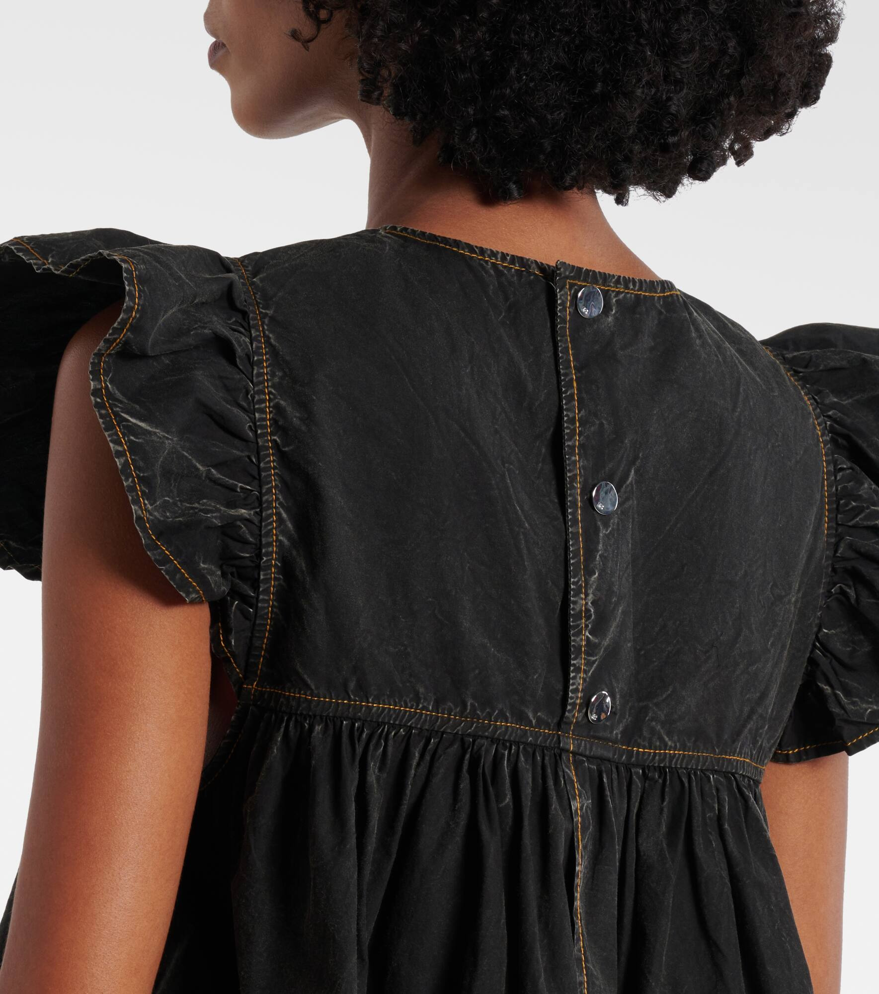 Gathered peplum denim top - 5
