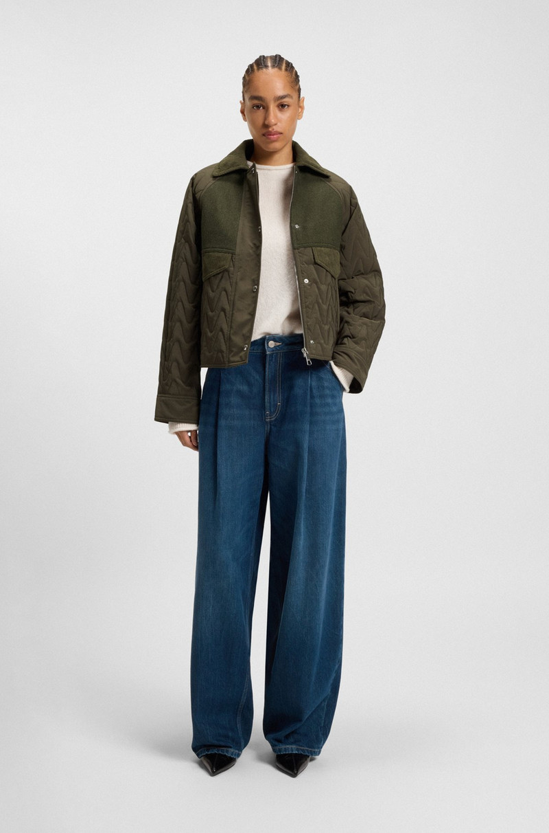 BOSS MIXED-MATERIAL JACKET WITH WATER-REPELLENT FINISH outlook