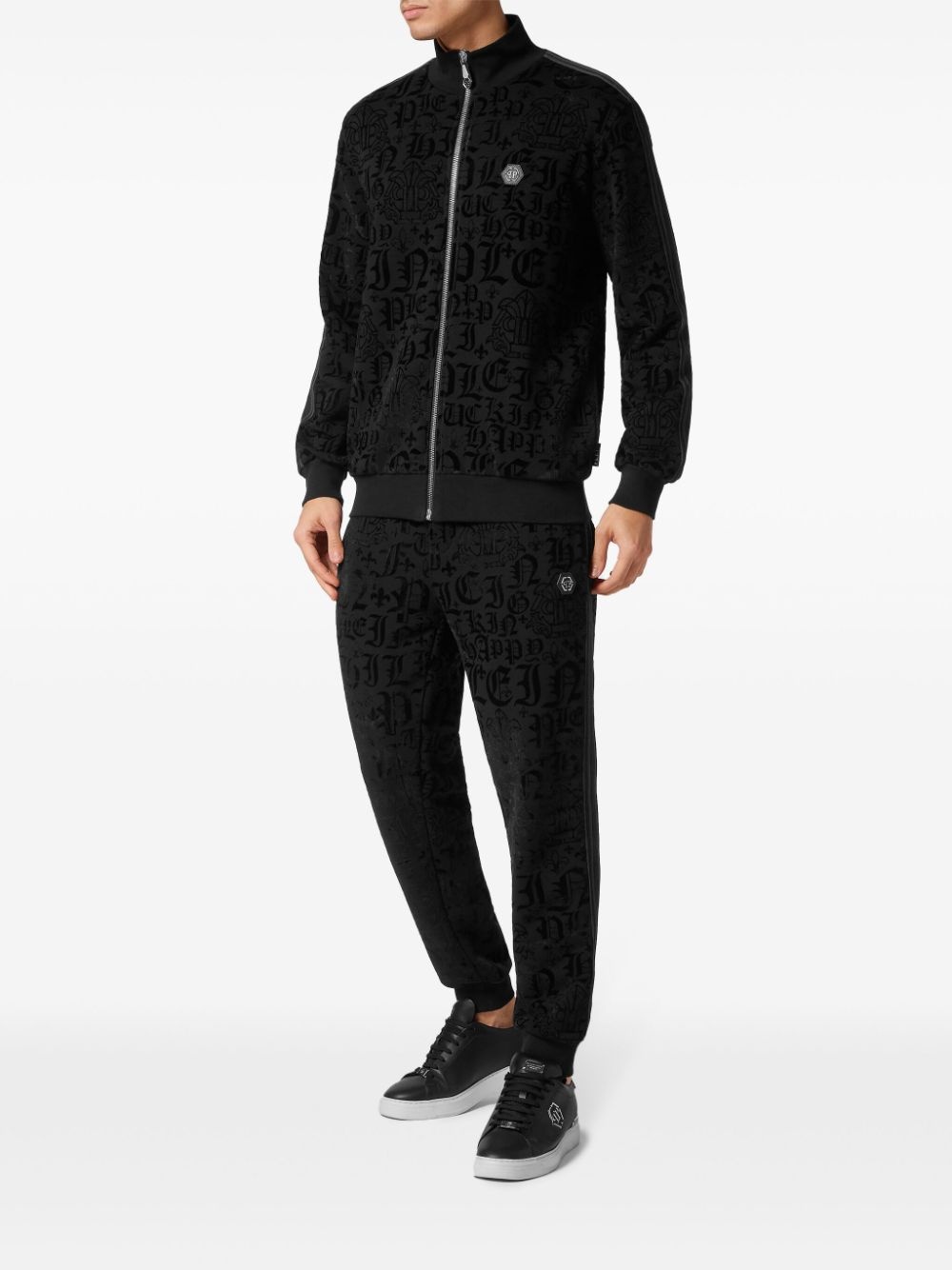gothic-print side-stripe sport jacket - 2