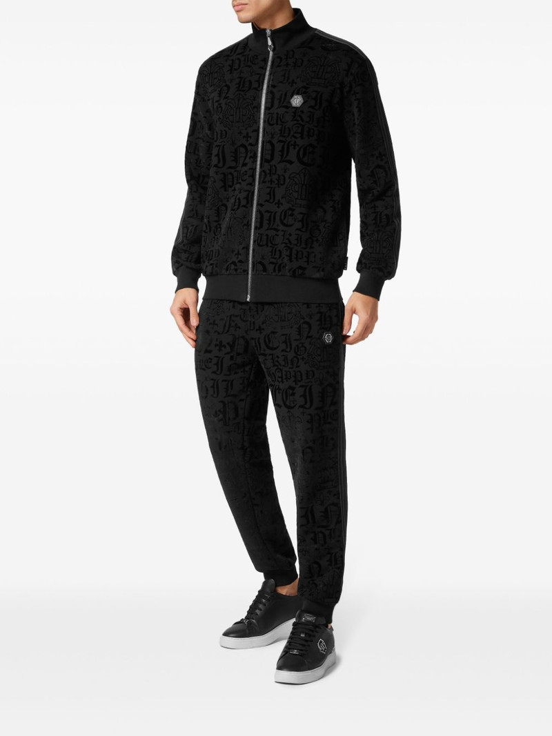 PHILIPP PLEIN gothic-print side-stripe sport jacket outlook