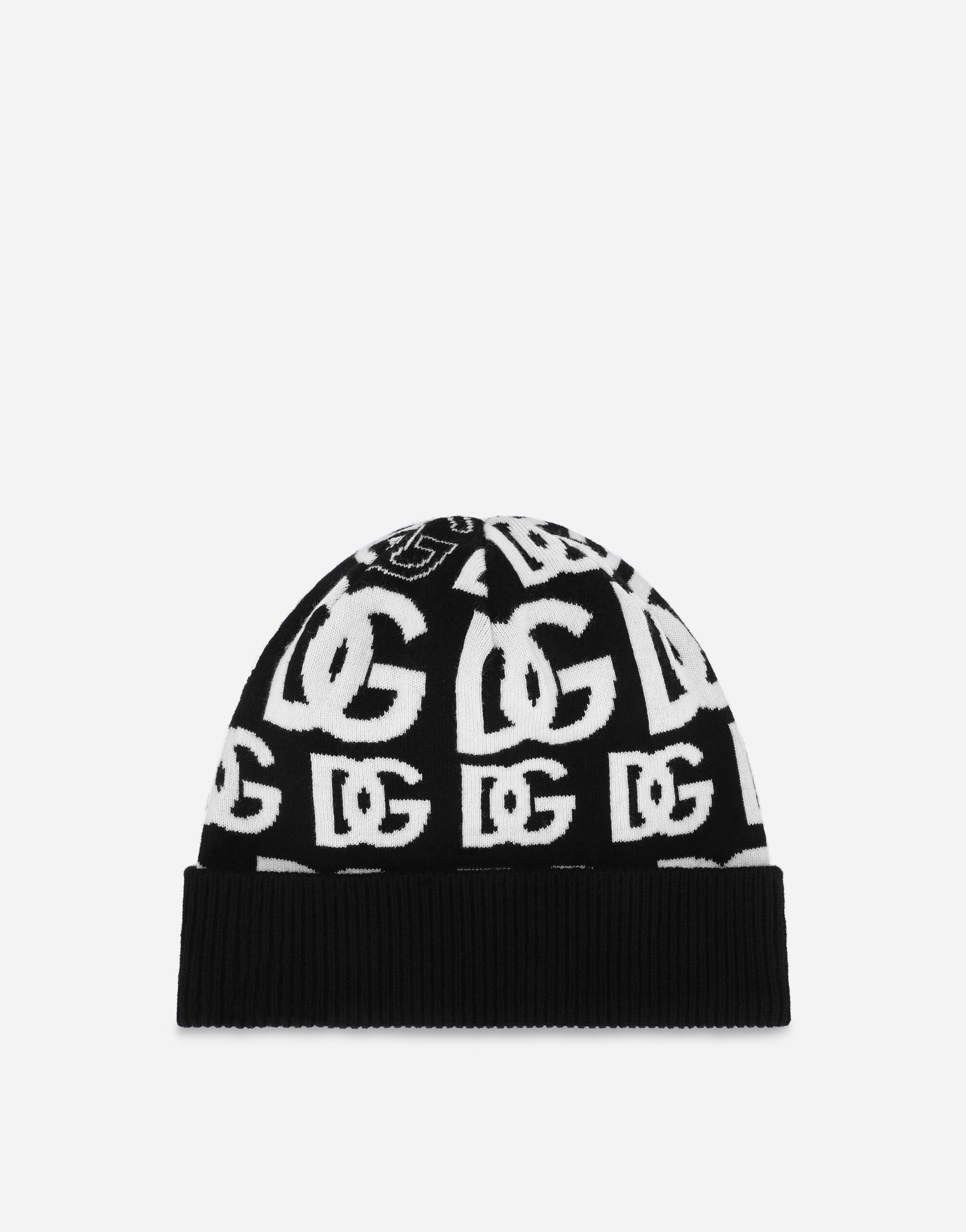 Cashmere hat with all-over DG logo - 1