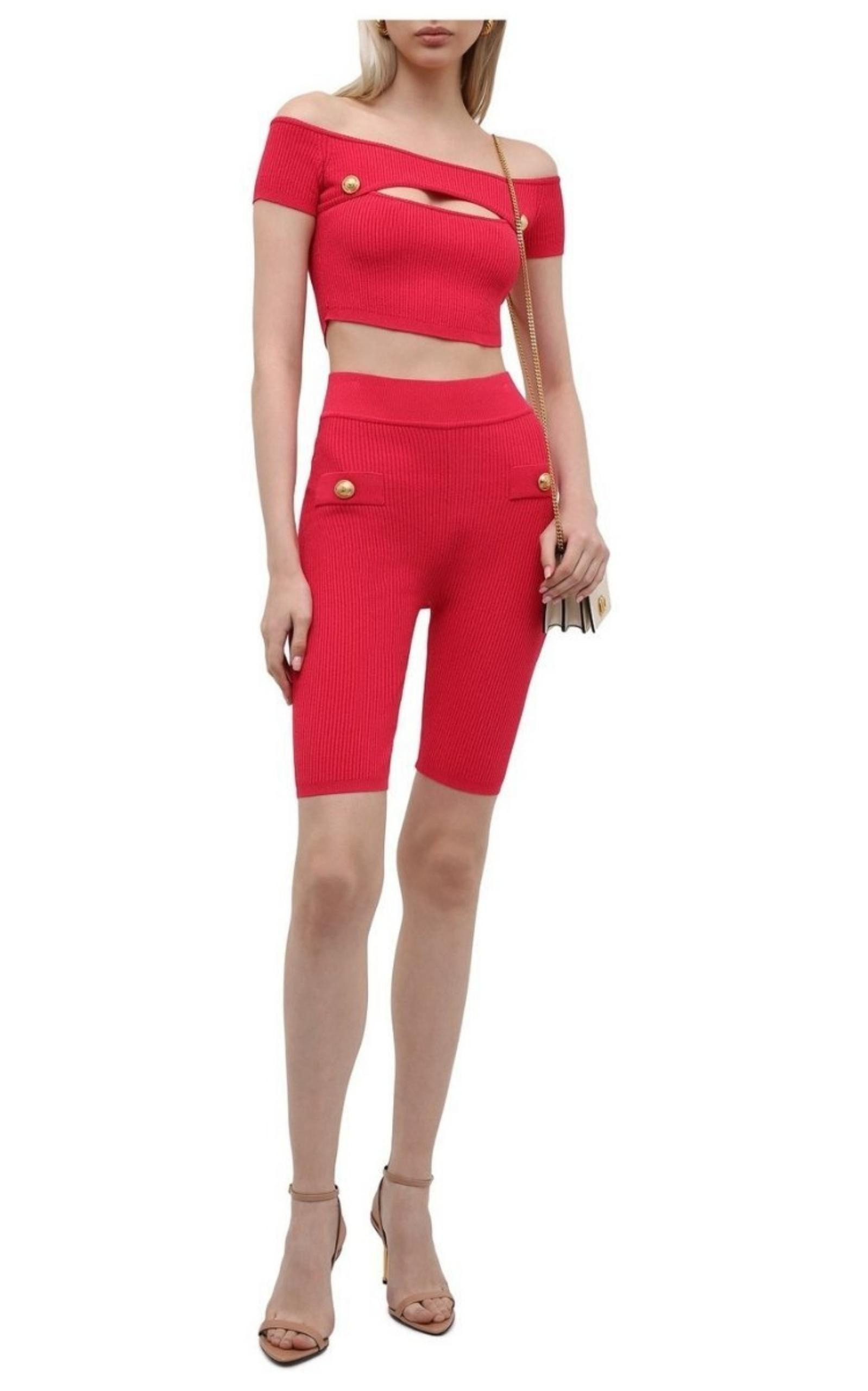 Button-embellished Ribbed Cycling Shorts - 3