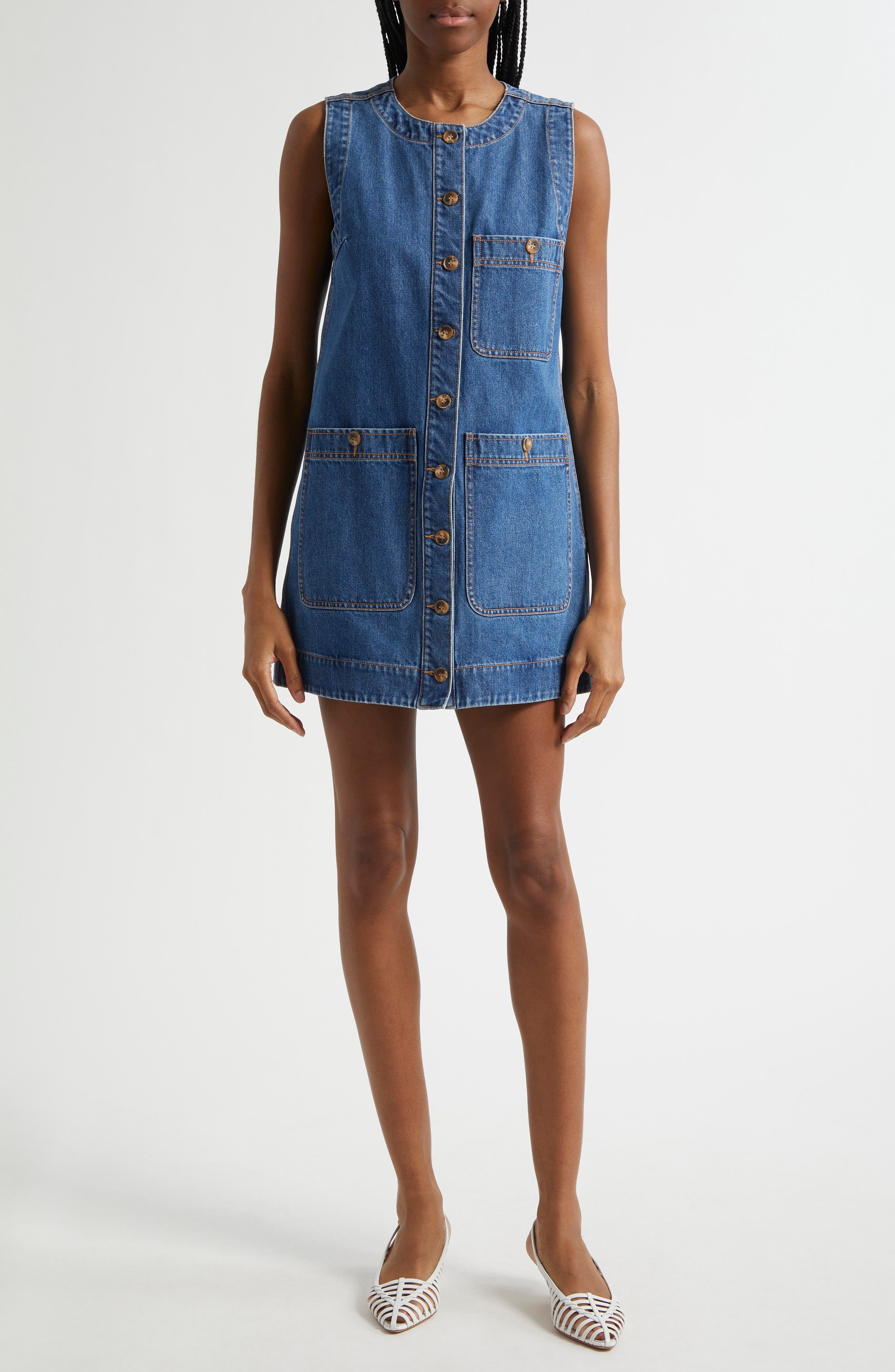 VERONICA BEARD Veronica Beard Oakley Sleeveless Denim Shift Dress